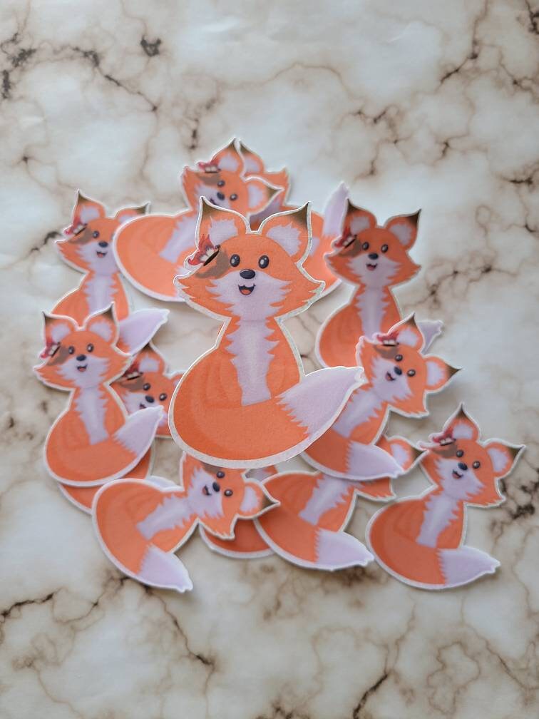Playful Fox and Butterfly - Vinyl Sticker