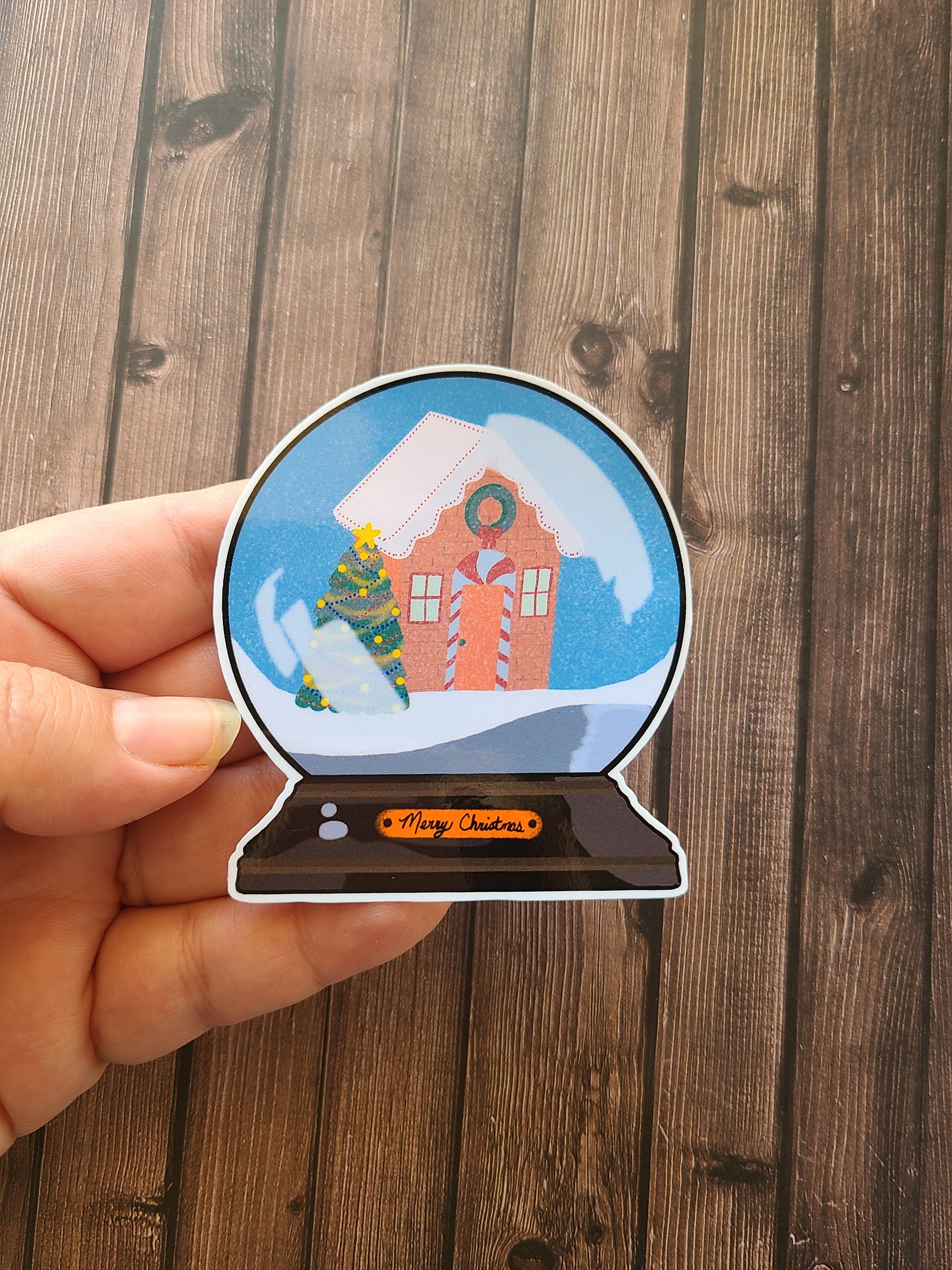 Gingerbread House Christmas Snowglobe- Vinyl Sticker