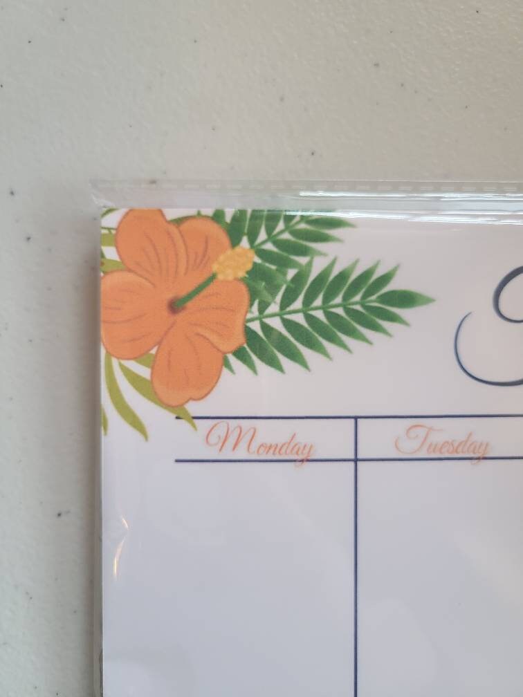 Weekly Planner Notepad- Tangerine Hibiscus (53 sheets) 8.5" x 11"