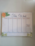 Weekly Planner Notepad- Tangerine Hibiscus (53 sheets) 8.5" x 11"