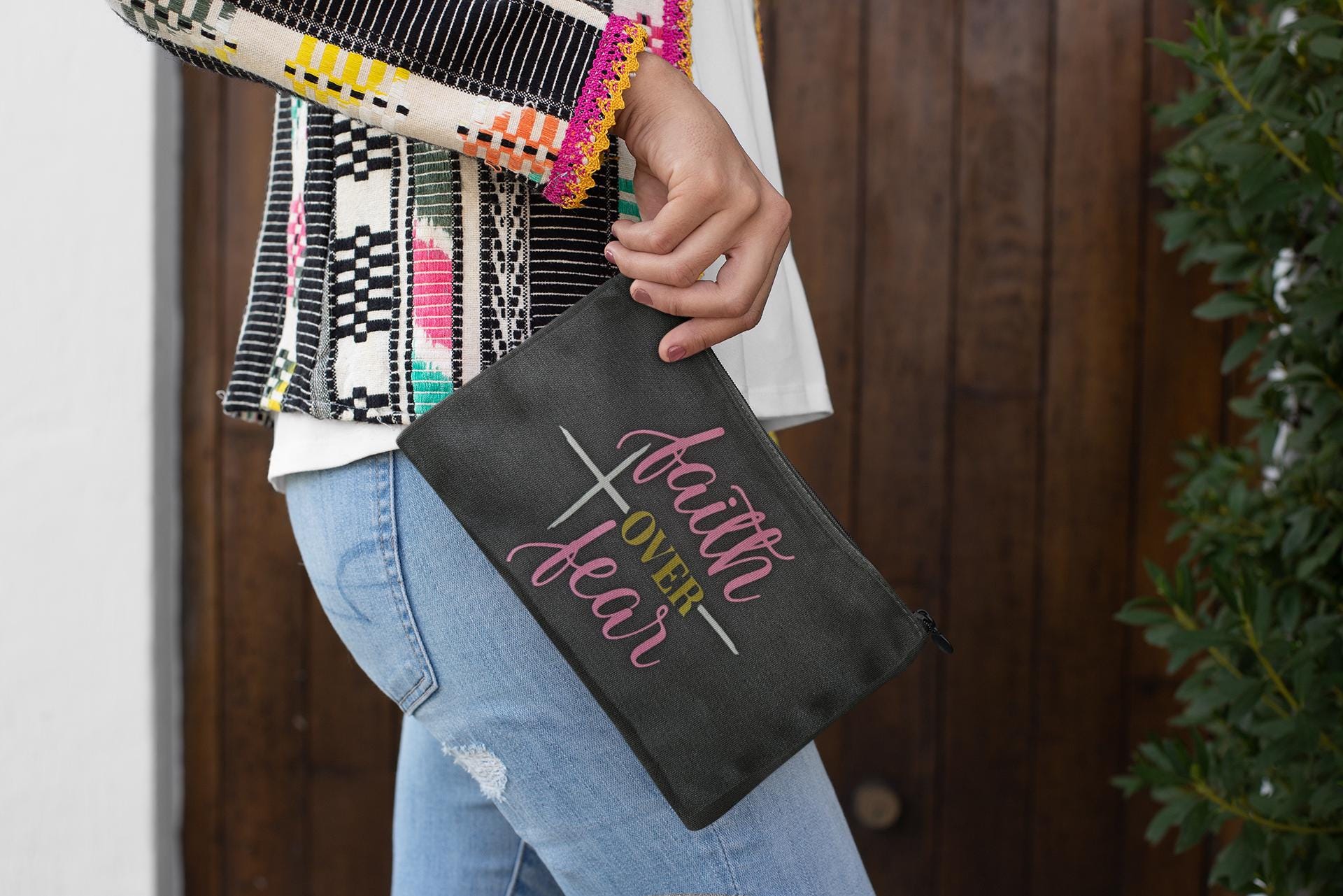 Christian Canvas Tote Bag Faith Over Fear