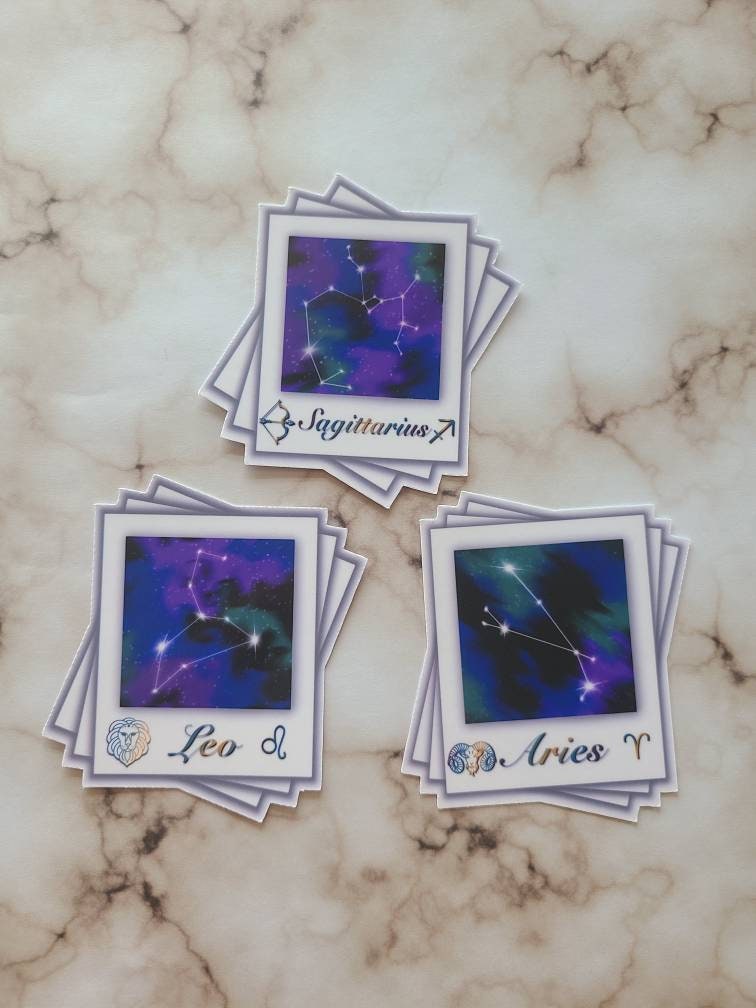 Fire Signs Zodiac Constellation - Vinyl Sticker Set of 3