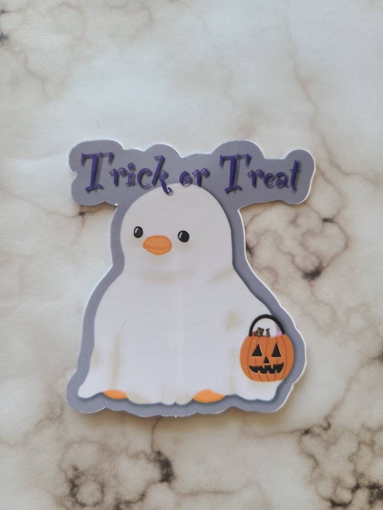 Trick or Treat Ghost Penguin - Vinyl Sticker