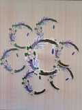 Lavender Cresent Wreath with Hanging Purple Crystal - Laminated Vinyl Sticker