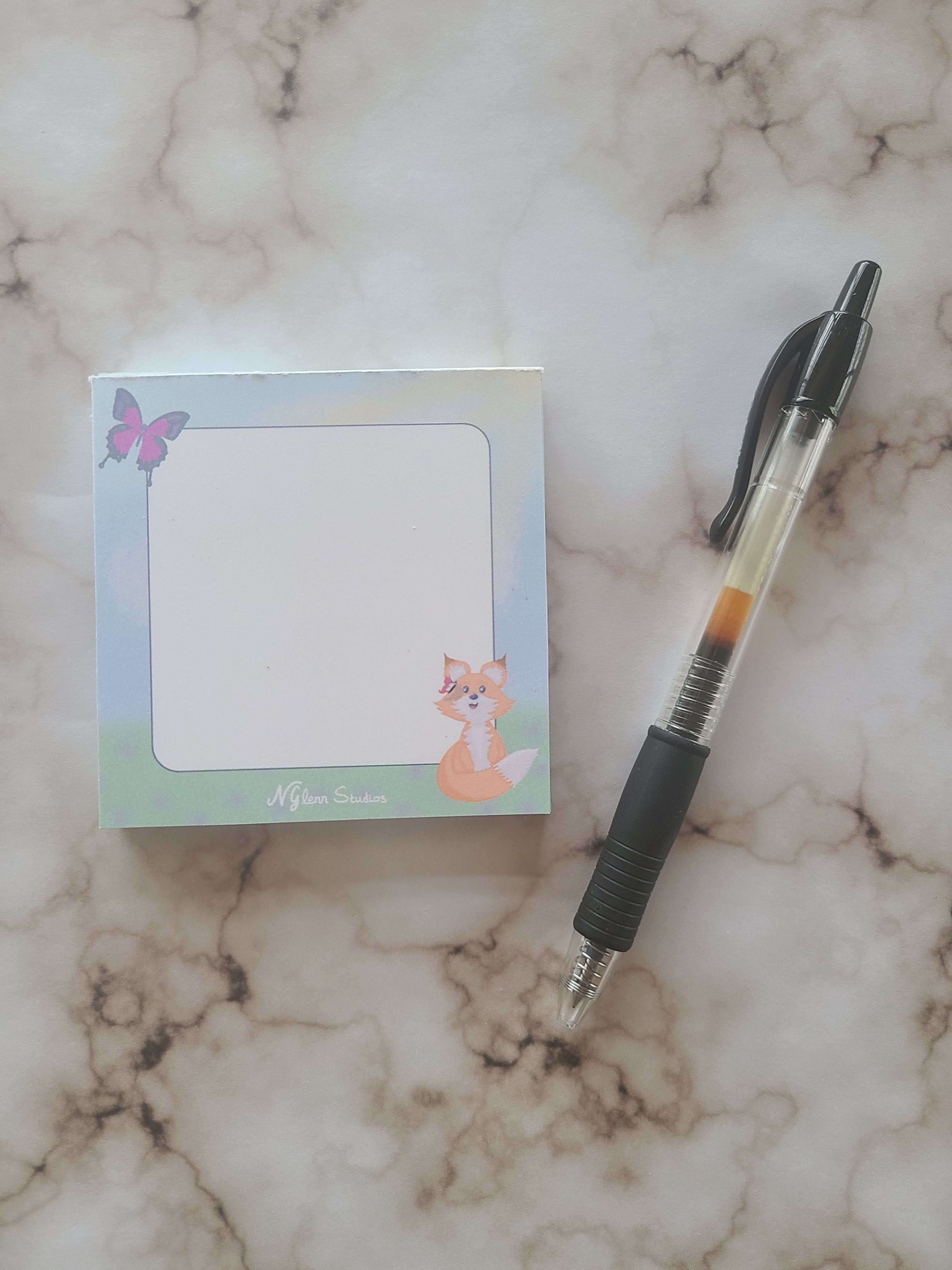 Playful Fox and Butterfly Memo Pad