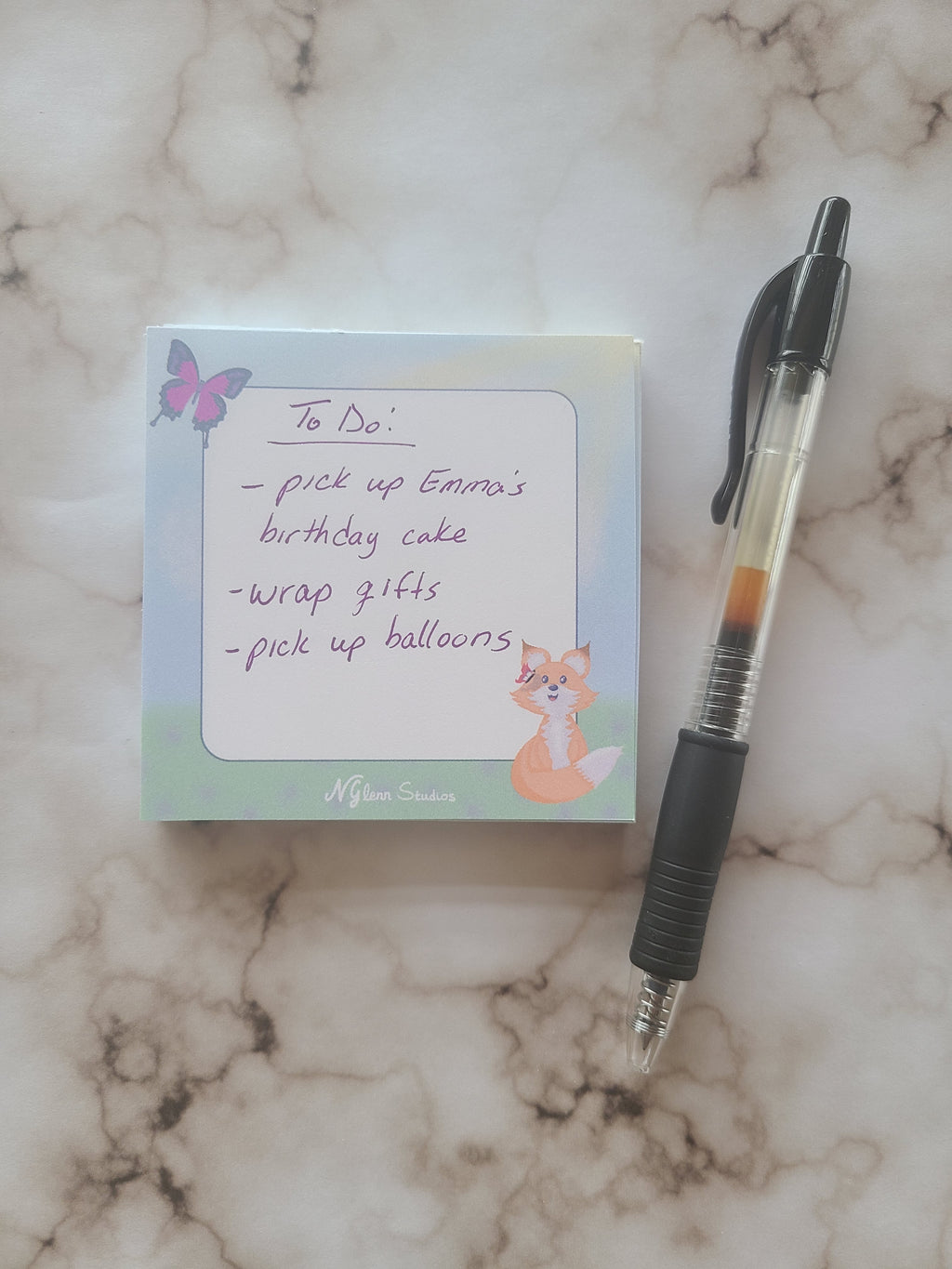 Playful Fox and Butterfly Memo Pad