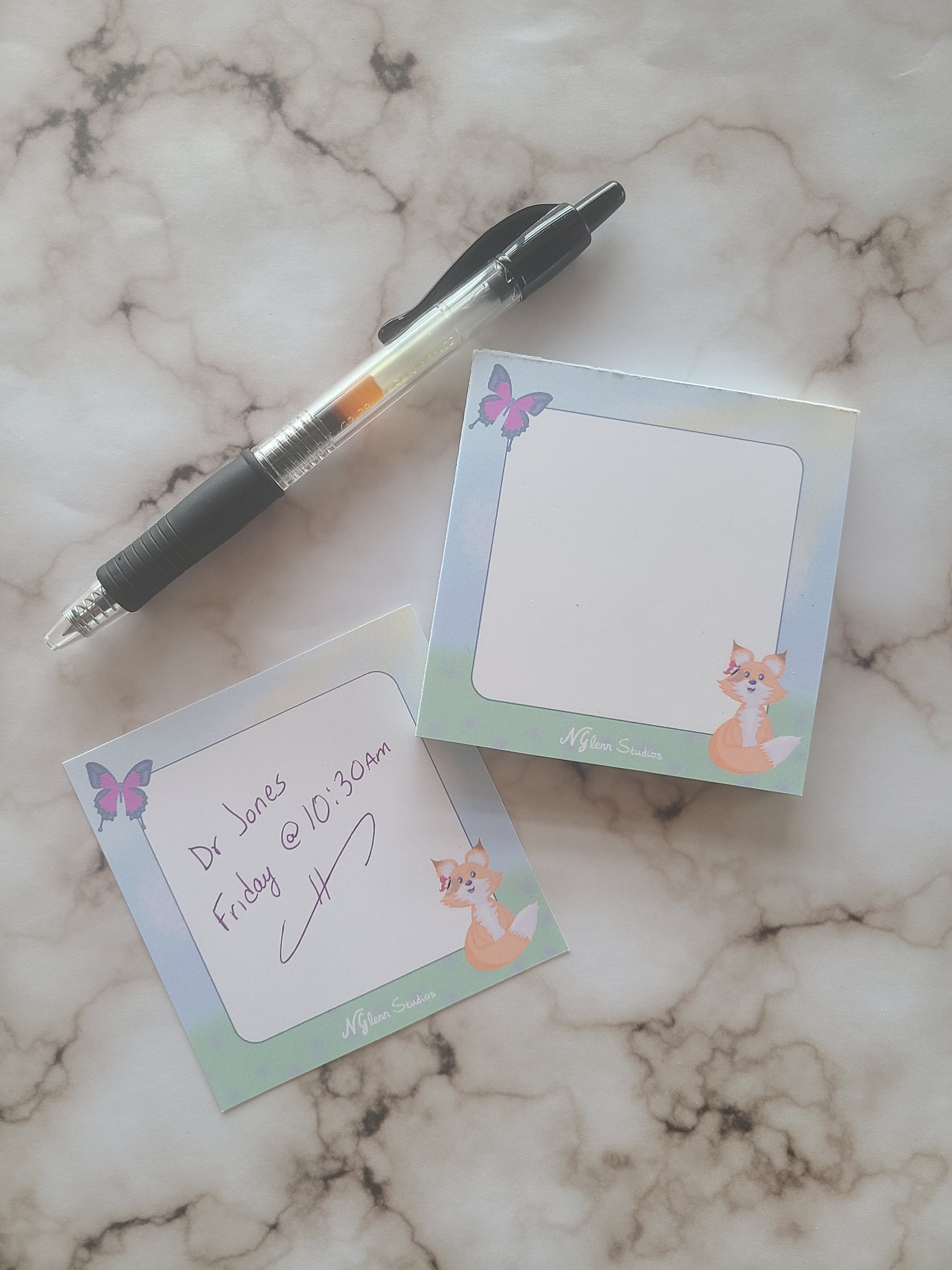 Playful Fox and Butterfly Memo Pad