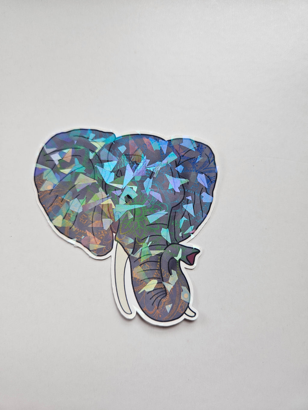 Elephant with Mandala Overlay - Vinyl Sticker