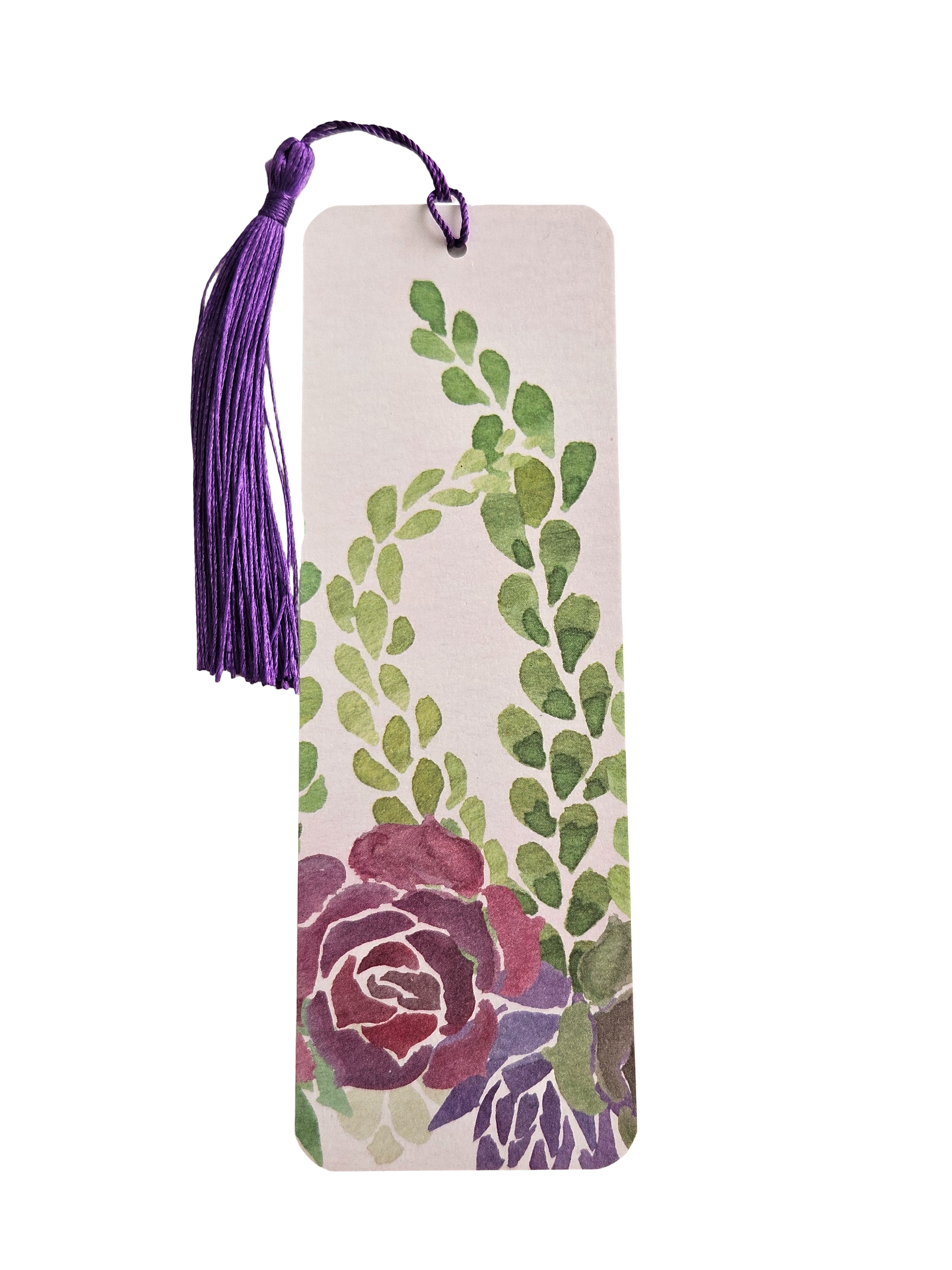 Handmade Laminated Bookmark with Tassel- Watercolor Succulents