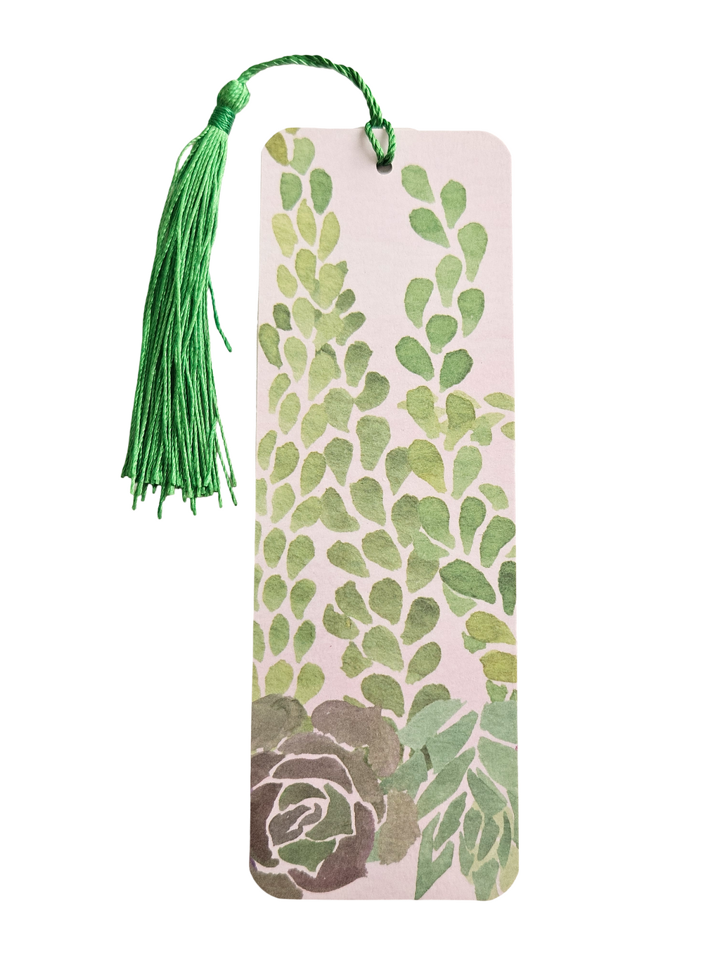 Handmade Laminated Bookmark with Tassel- Watercolor Succulents