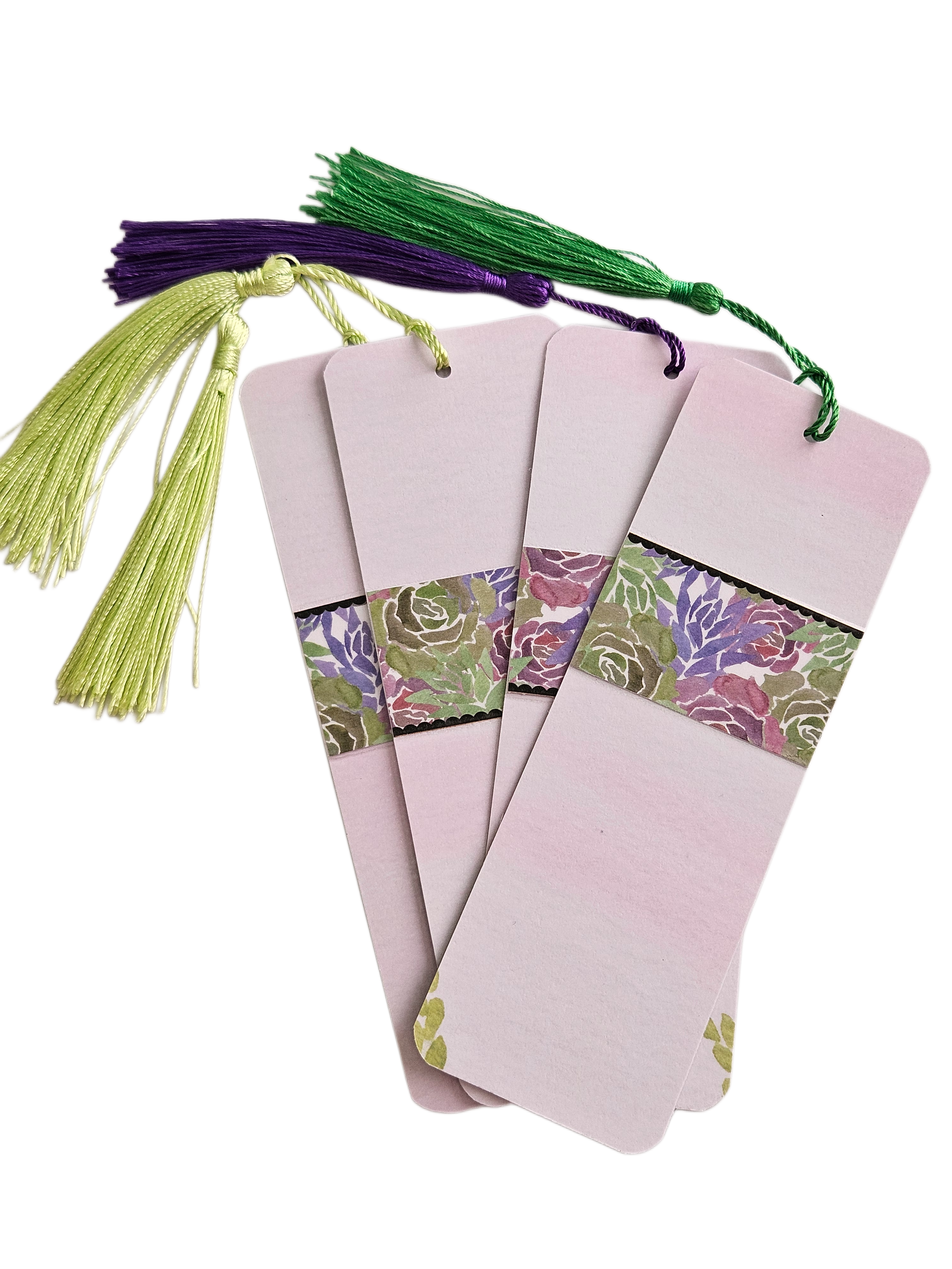 Handmade Laminated Bookmark with Tassel- Watercolor Succulents
