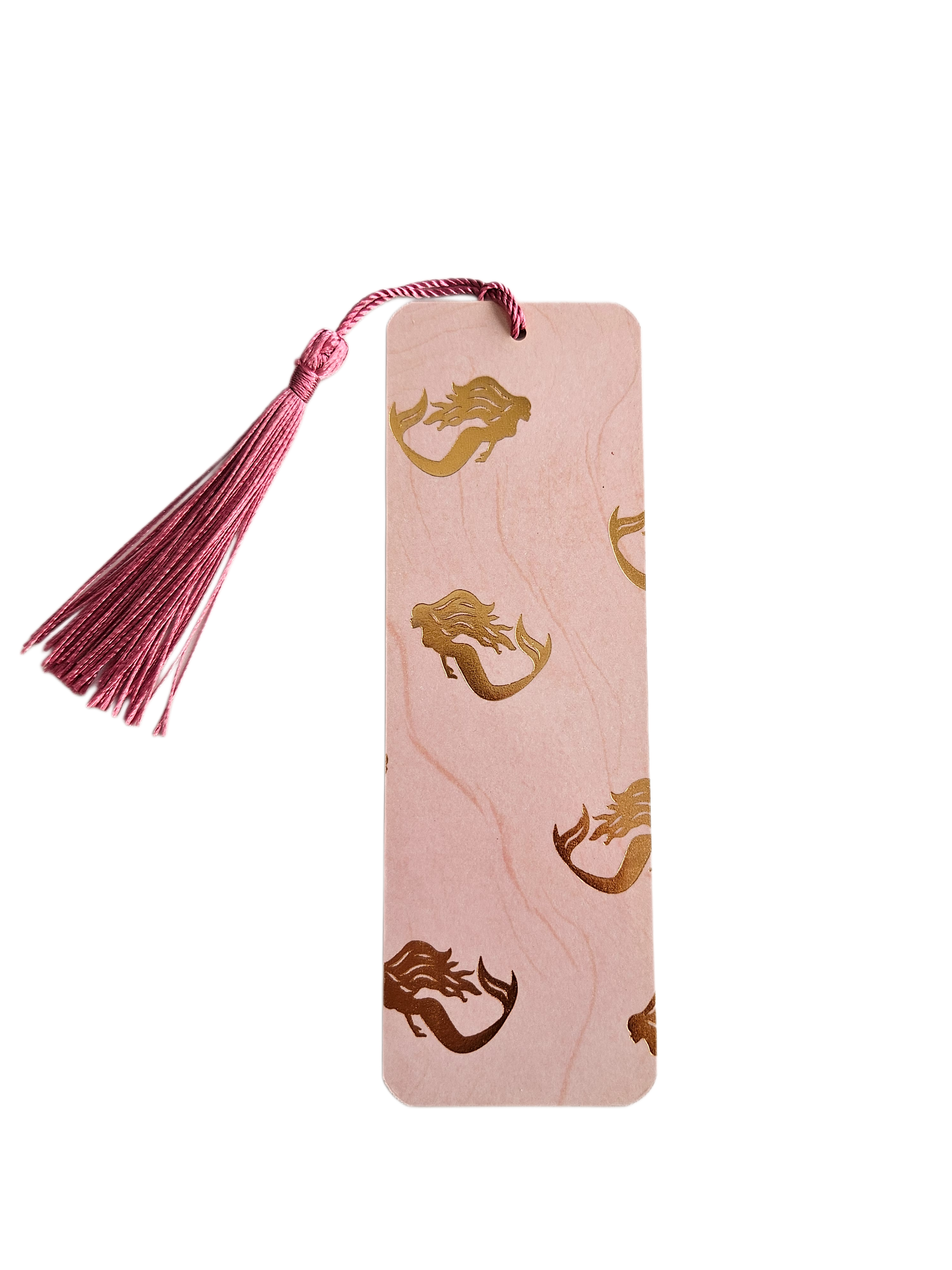 Handmade Laminated Bookmark with Tassel- Pink and Gold Mermaid