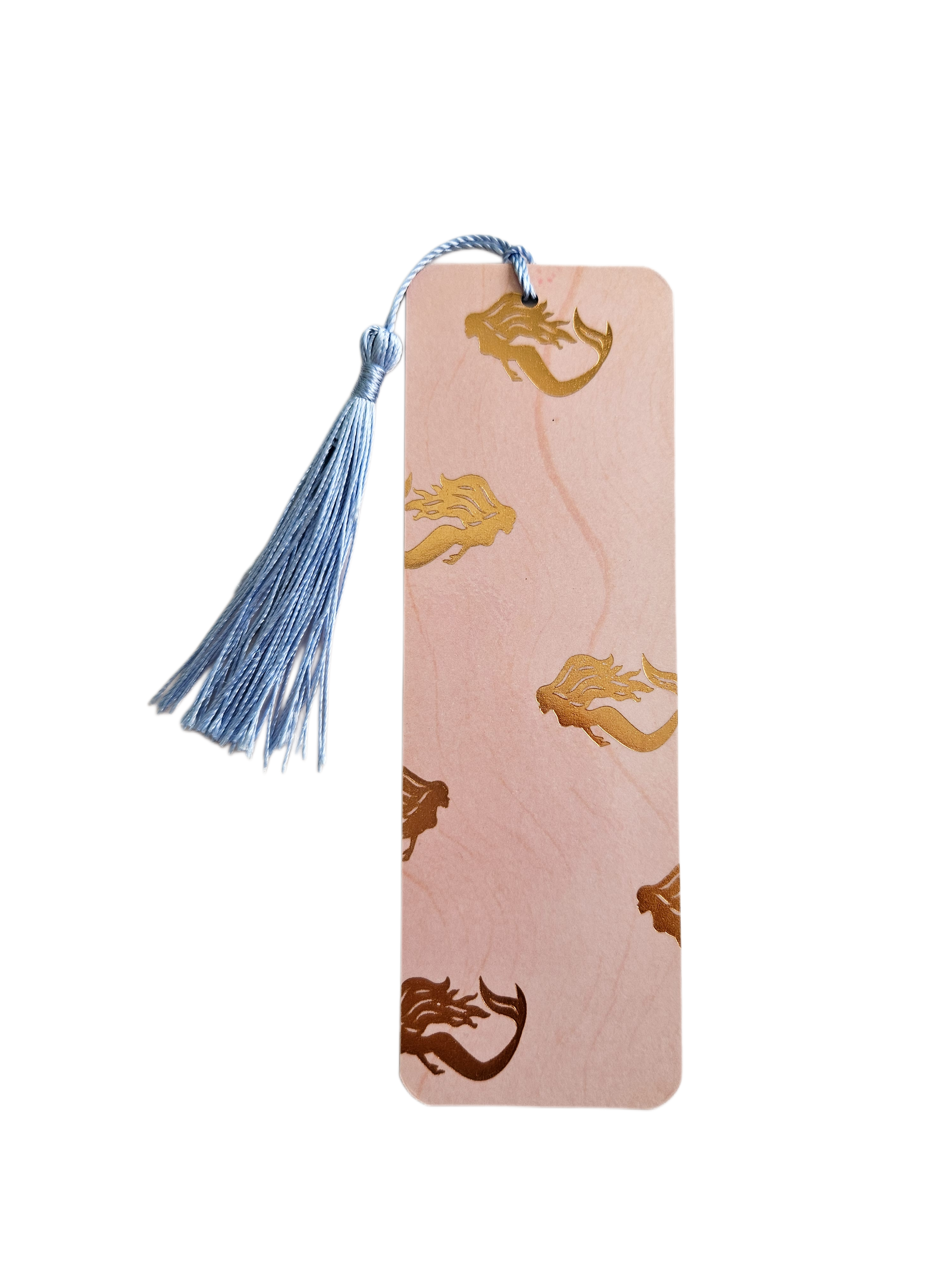 Handmade Laminated Bookmark with Tassel- Pink and Gold Mermaid