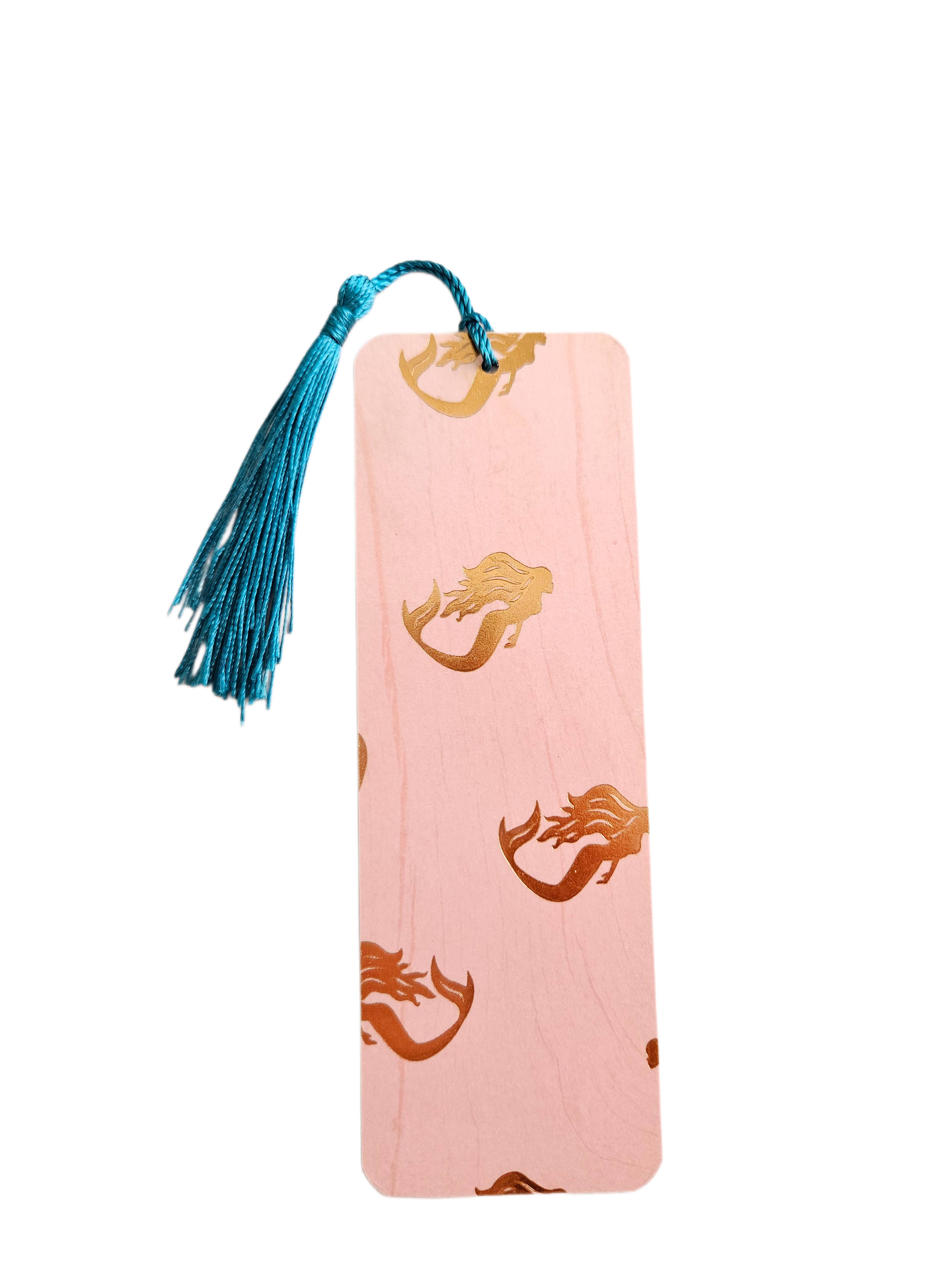 Handmade Laminated Bookmark with Tassel- Pink and Gold Mermaid