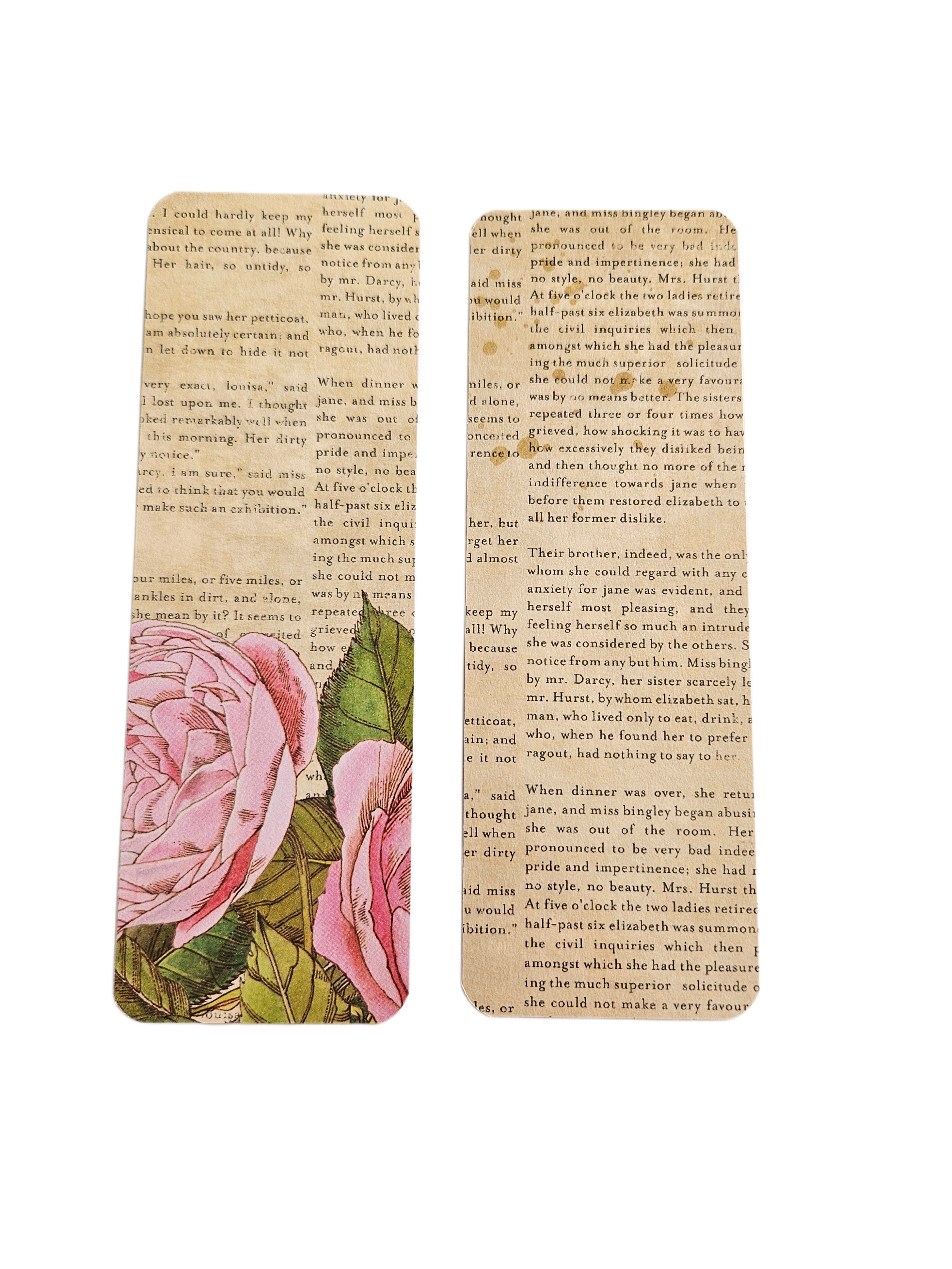 Handmade Laminated Bookmark- Pride and Prejudice Vintage Rose