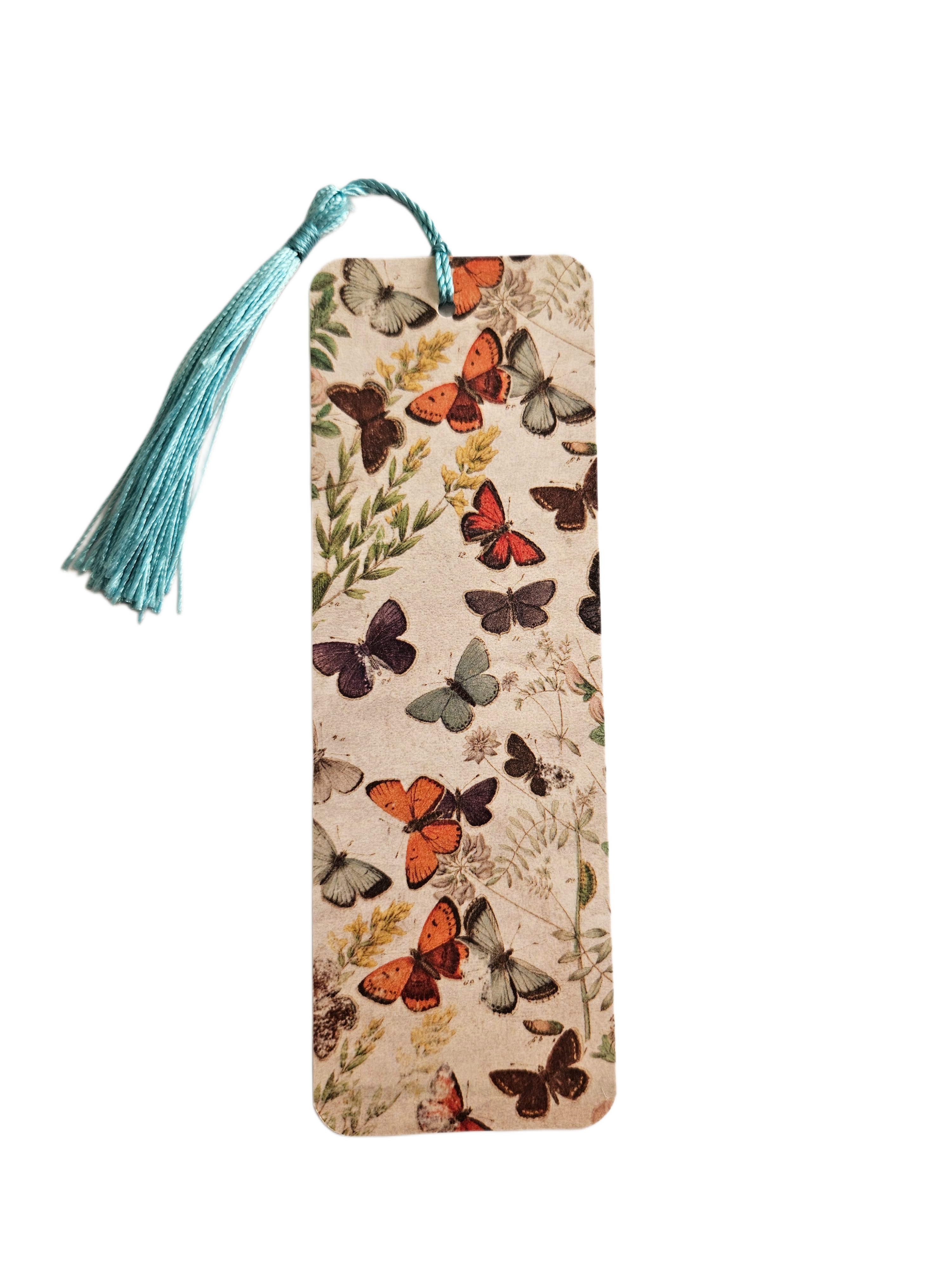 Handmade Laminated Bookmark with Tassel- Vintage Butterflies