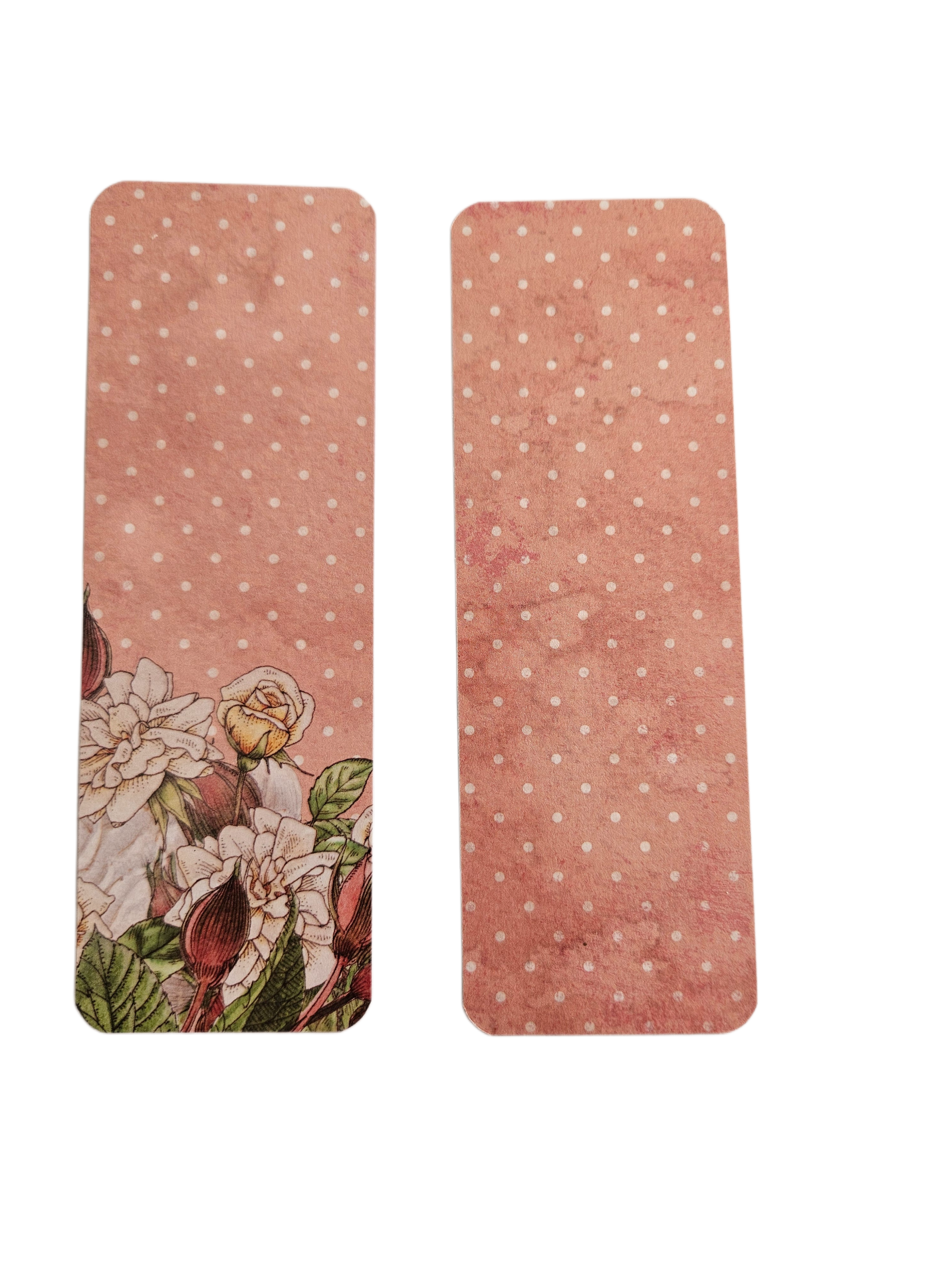 Handmade Laminated Bookmark- Polka Dots and Vintage Flowers
