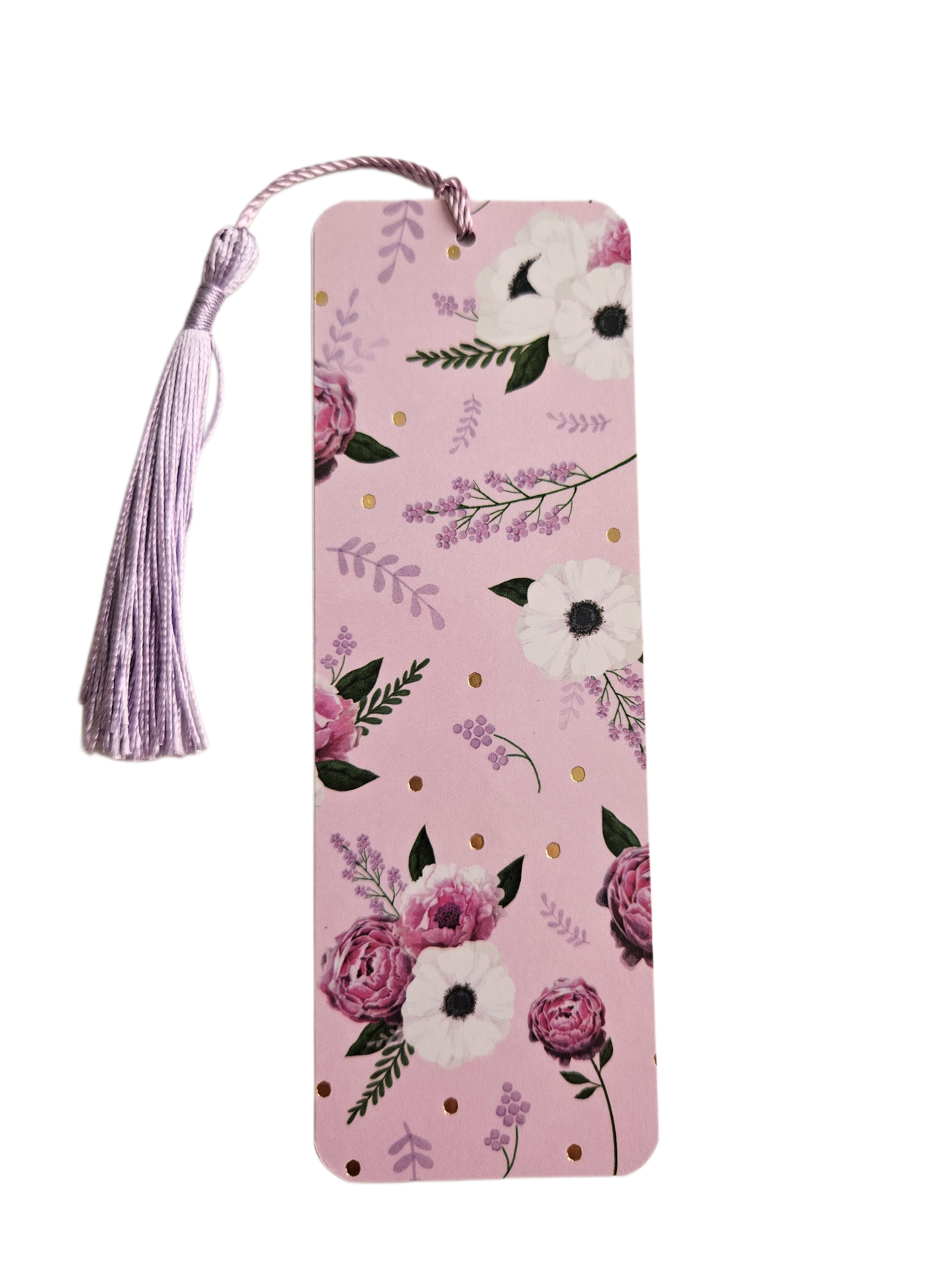 Handmade Laminated Bookmark with Tassel- Whimsical Peony and Poppy