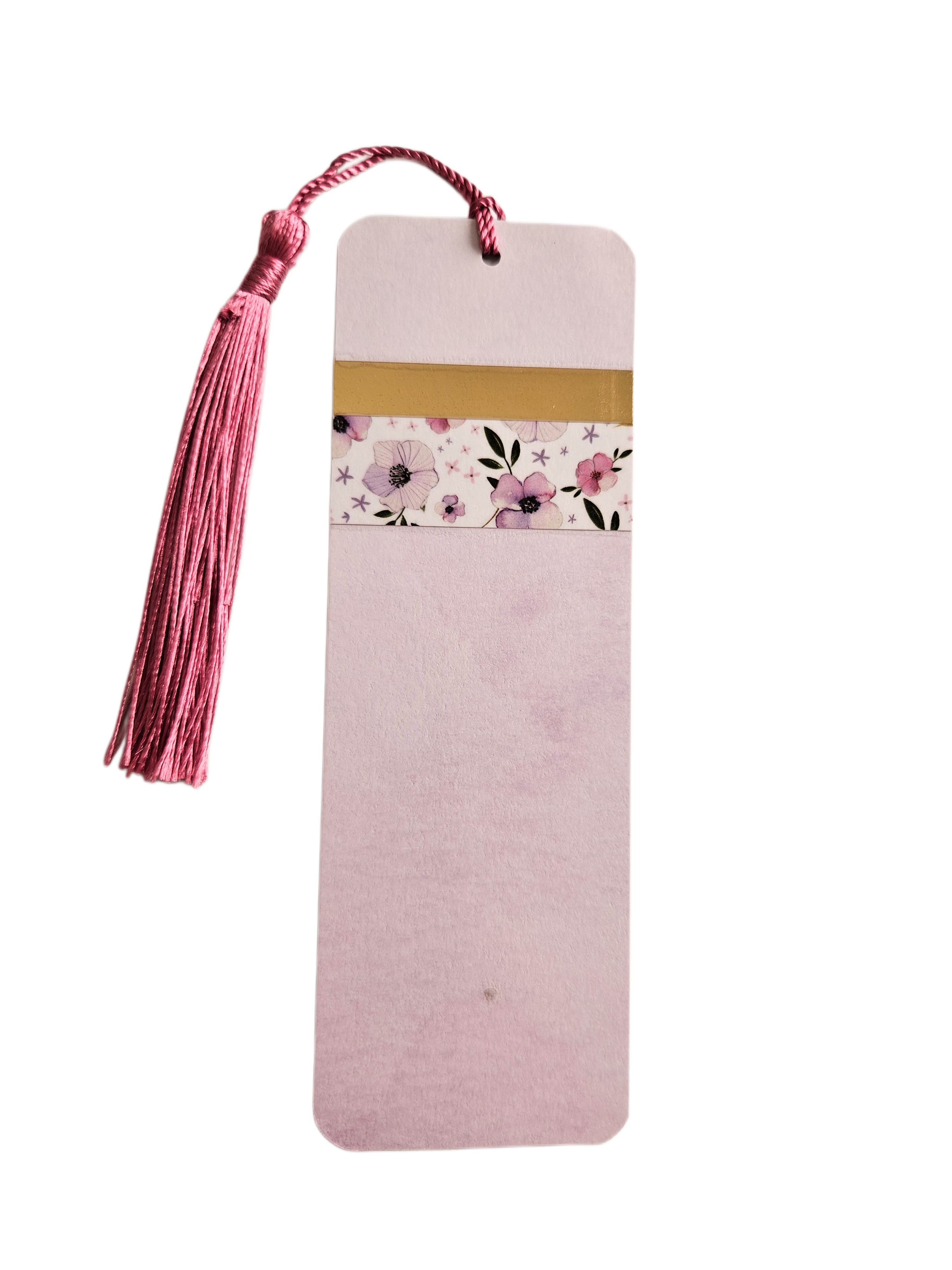 Handmade Laminated Bookmark with Tassel- Purple Watercolor Wildflowers
