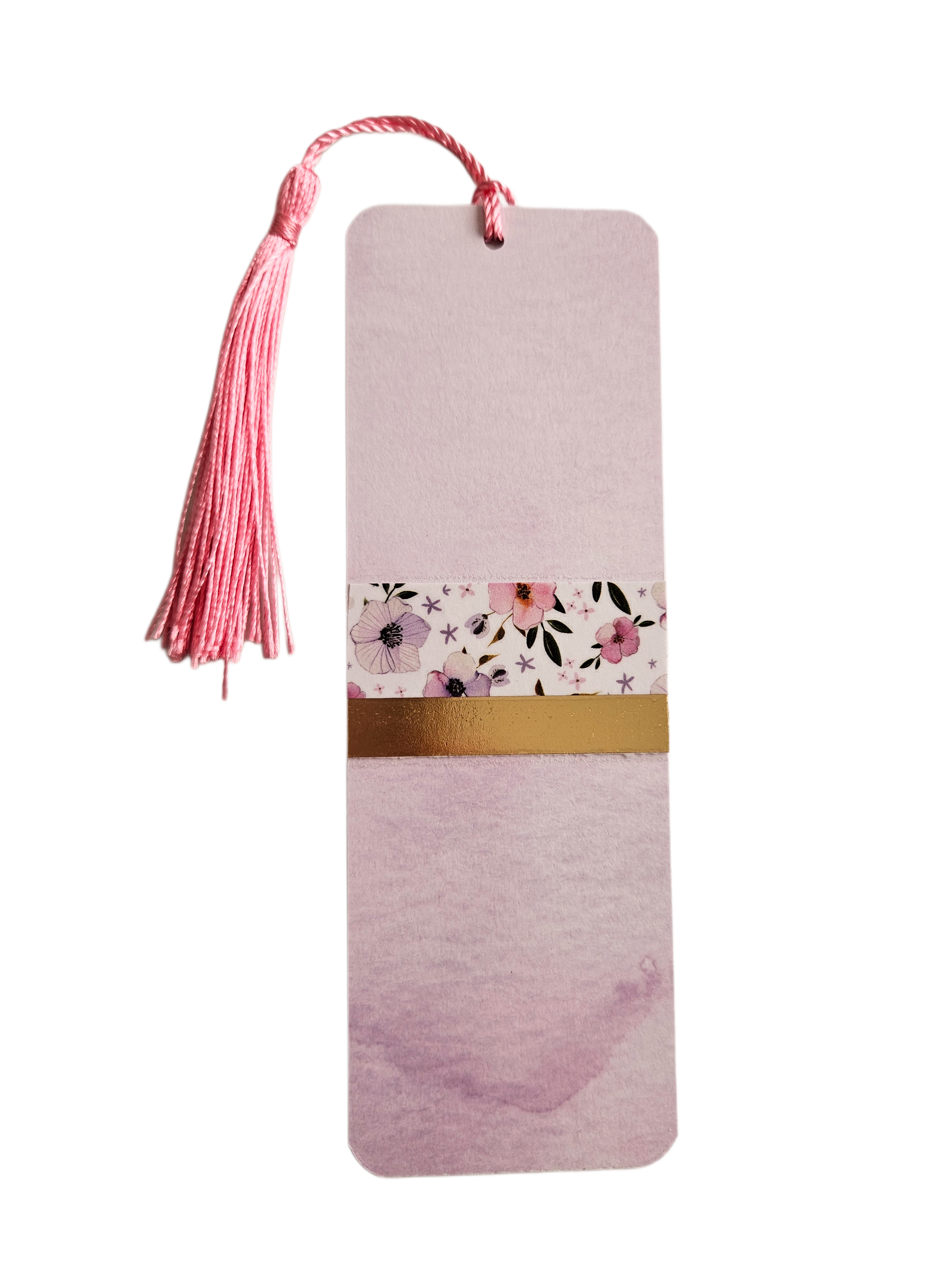 Handmade Laminated Bookmark with Tassel- Purple Watercolor Wildflowers