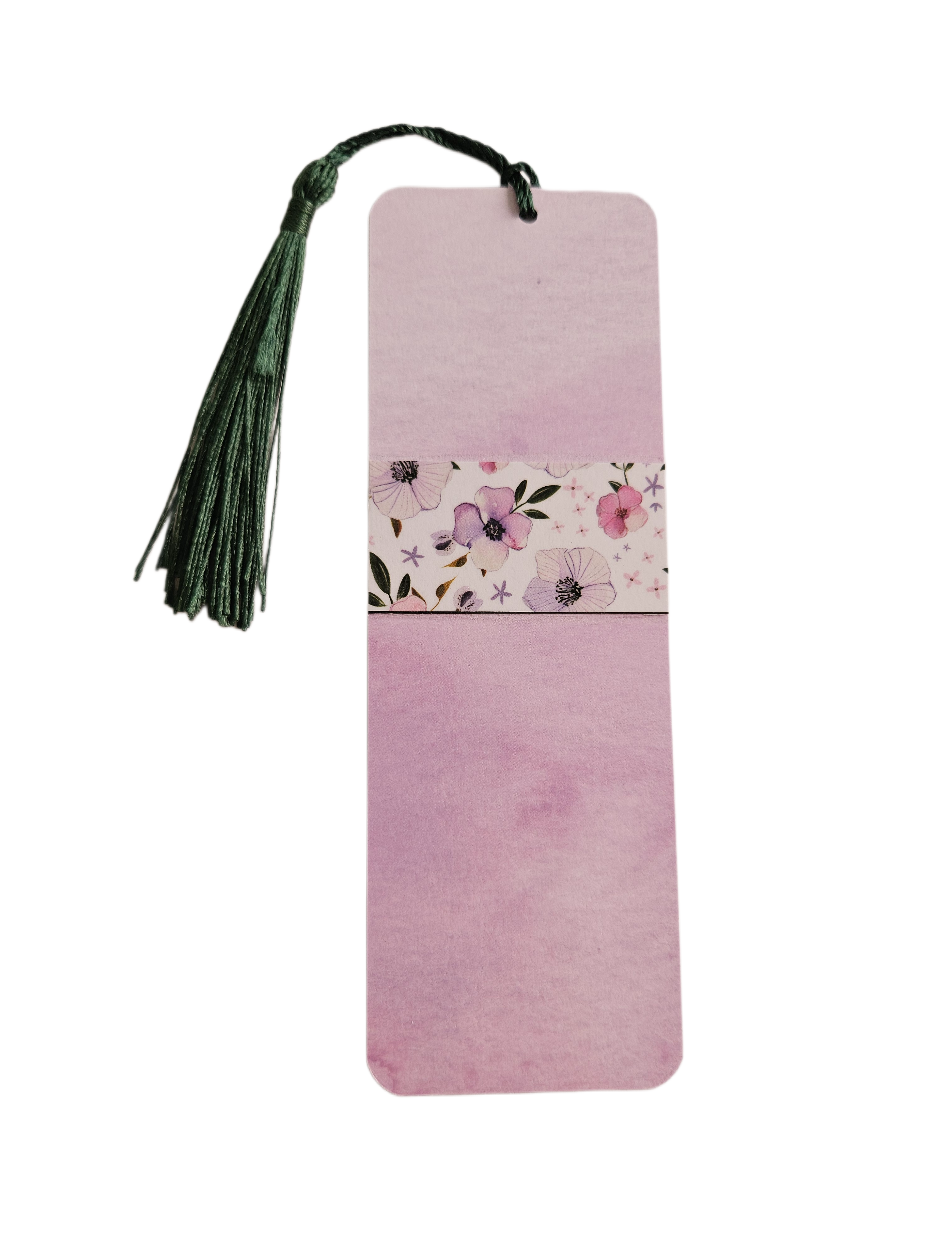 Handmade Laminated Bookmark with Tassel- Purple Watercolor Wildflowers