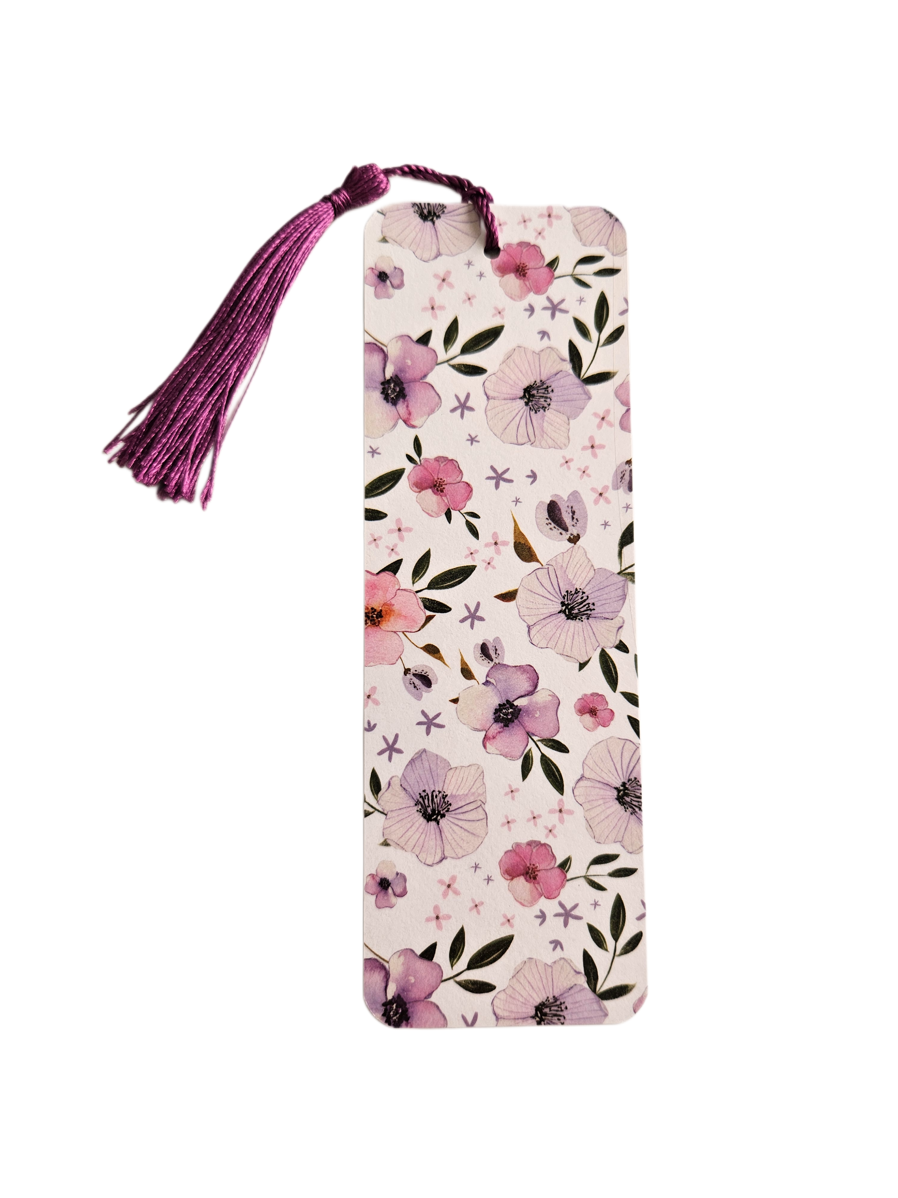 Handmade Laminated Bookmark with Tassel- Watercolor Wildflowers