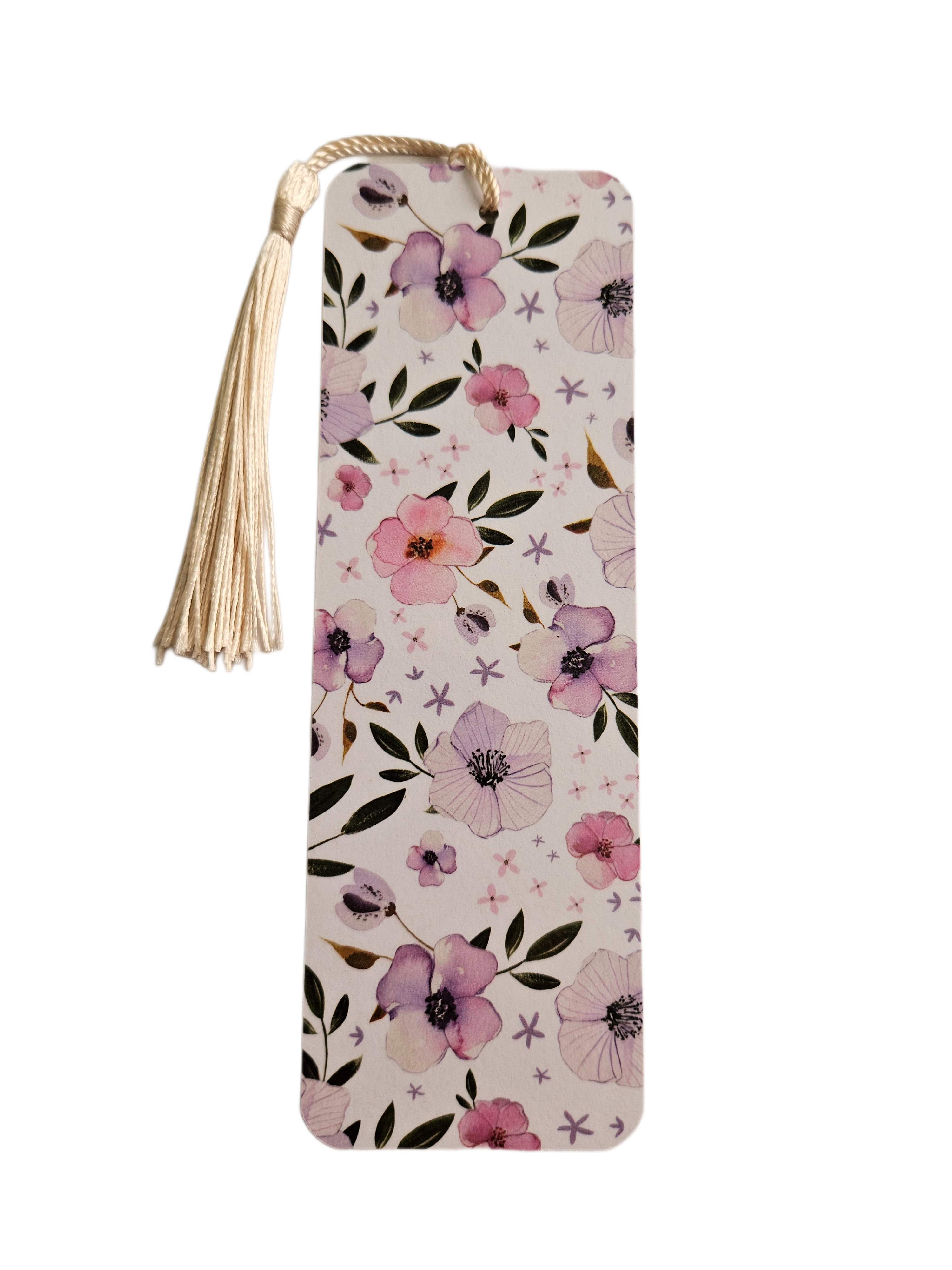 Handmade Laminated Bookmark with Tassel- Watercolor Wildflowers