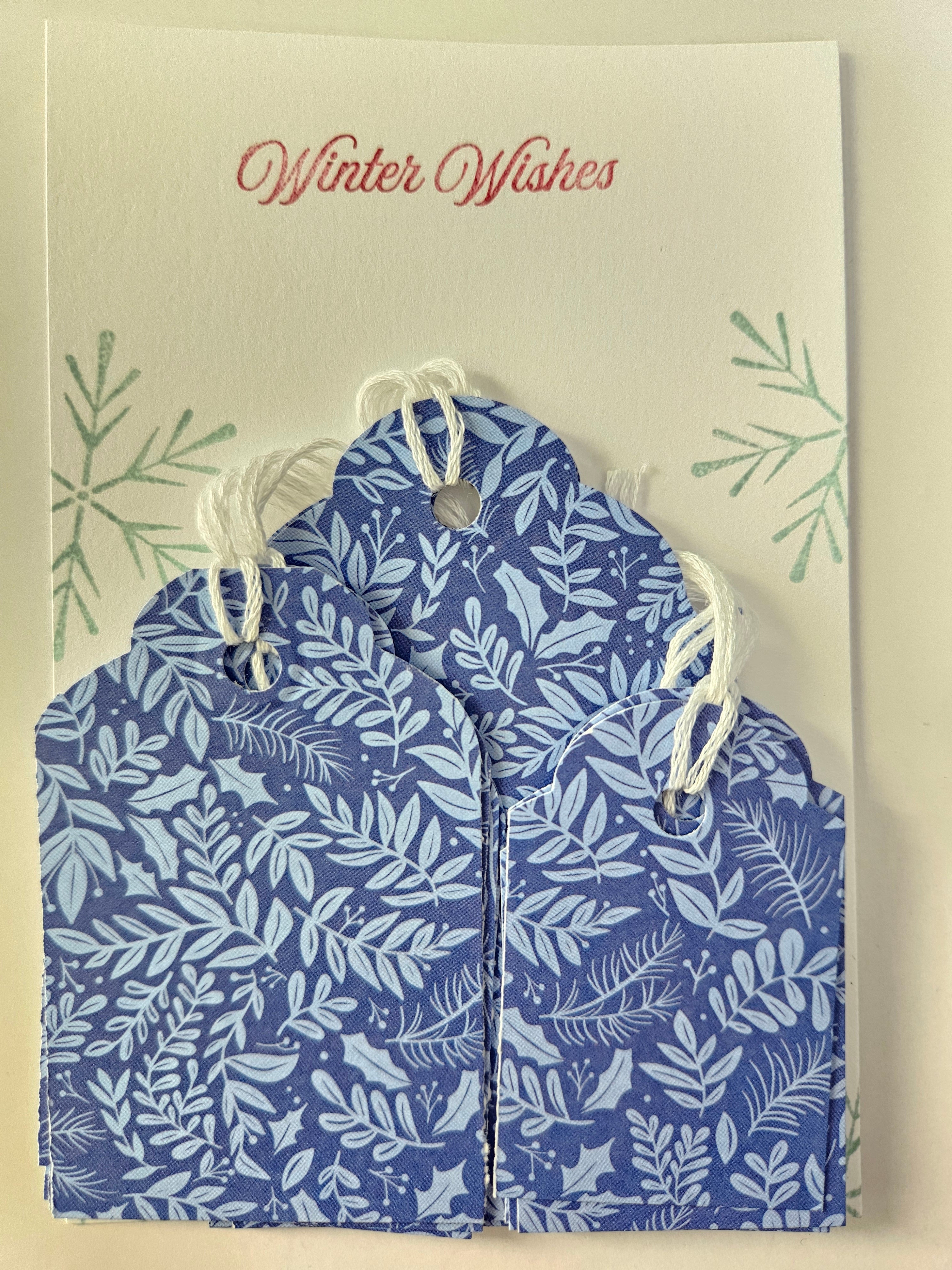 Christmas Gift Tags – Set of 12 Handmade Holiday Tags - Poinsettias and Foliage