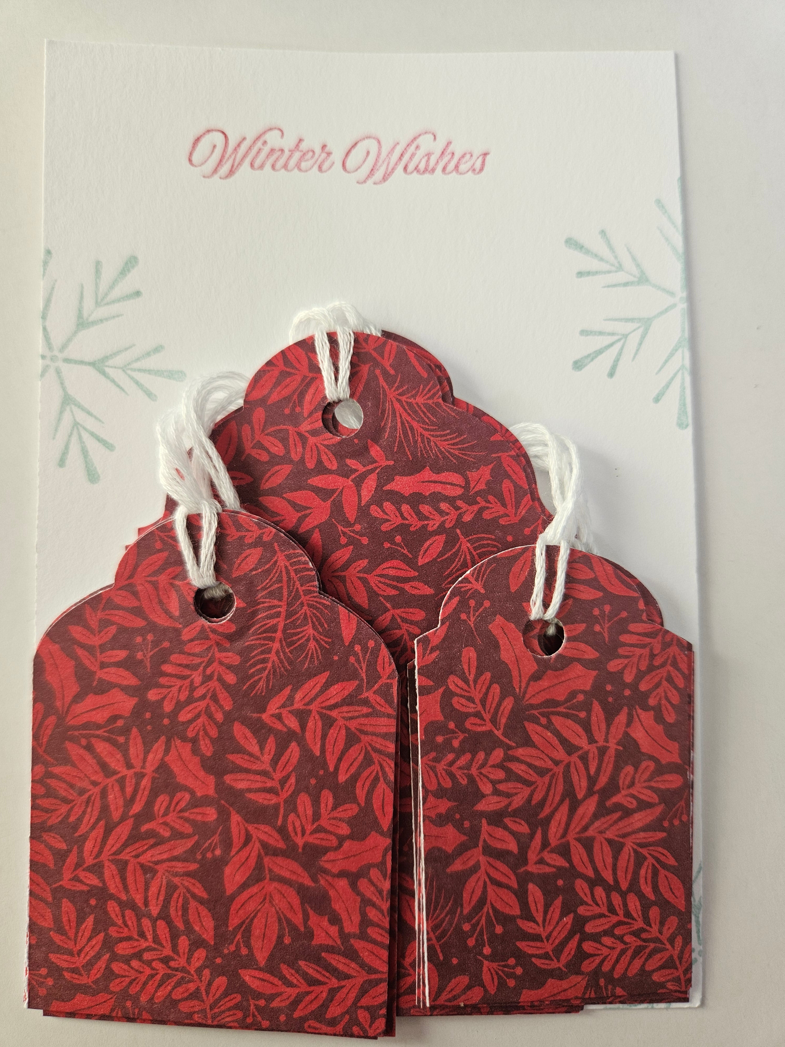 Christmas Gift Tags – Set of 12 Handmade Holiday Tags - Poinsettias and Foliage