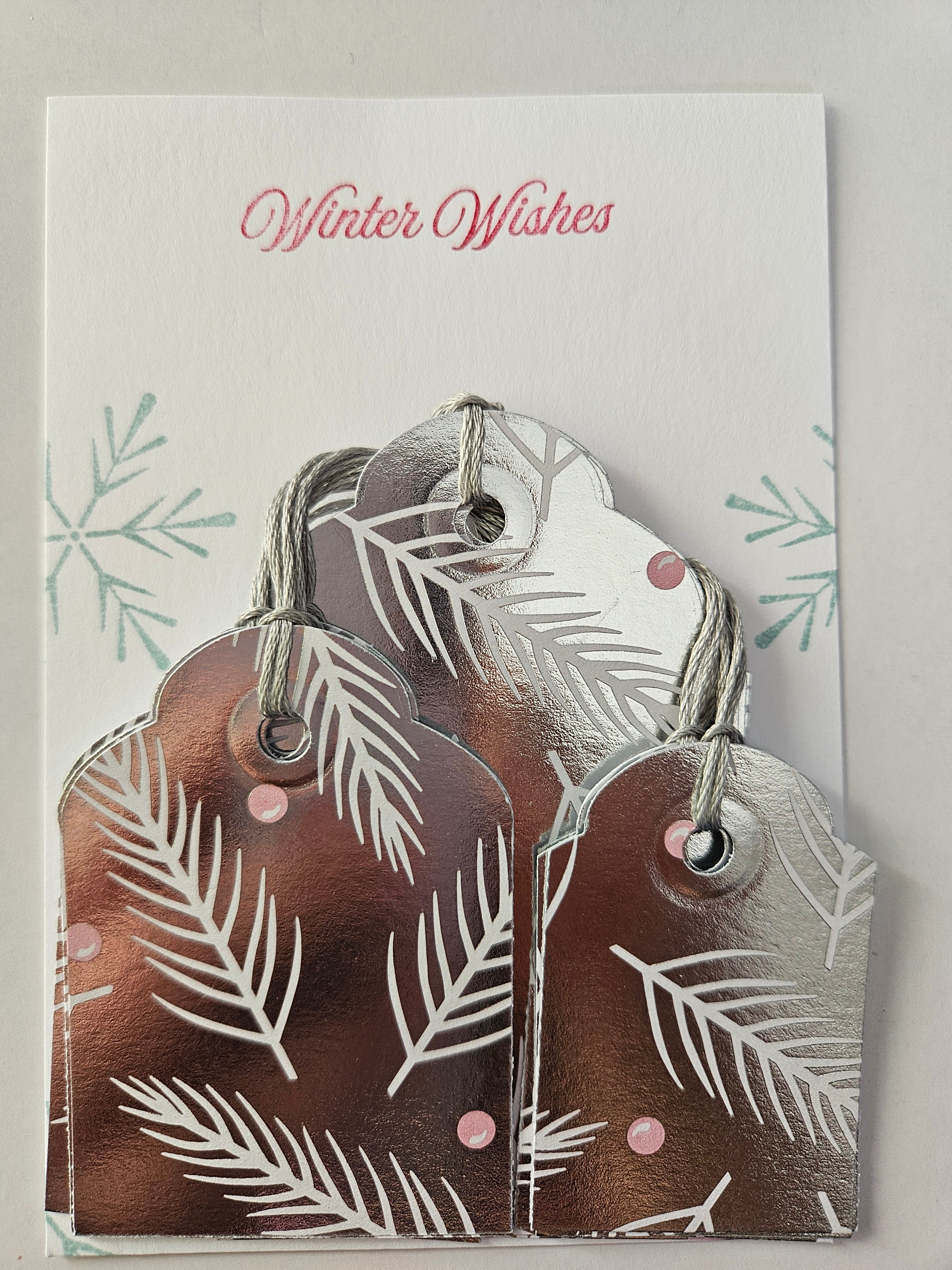 Christmas Gift Tags – Set of 12 Handmade Holiday Tags - Poinsettias and Foliage