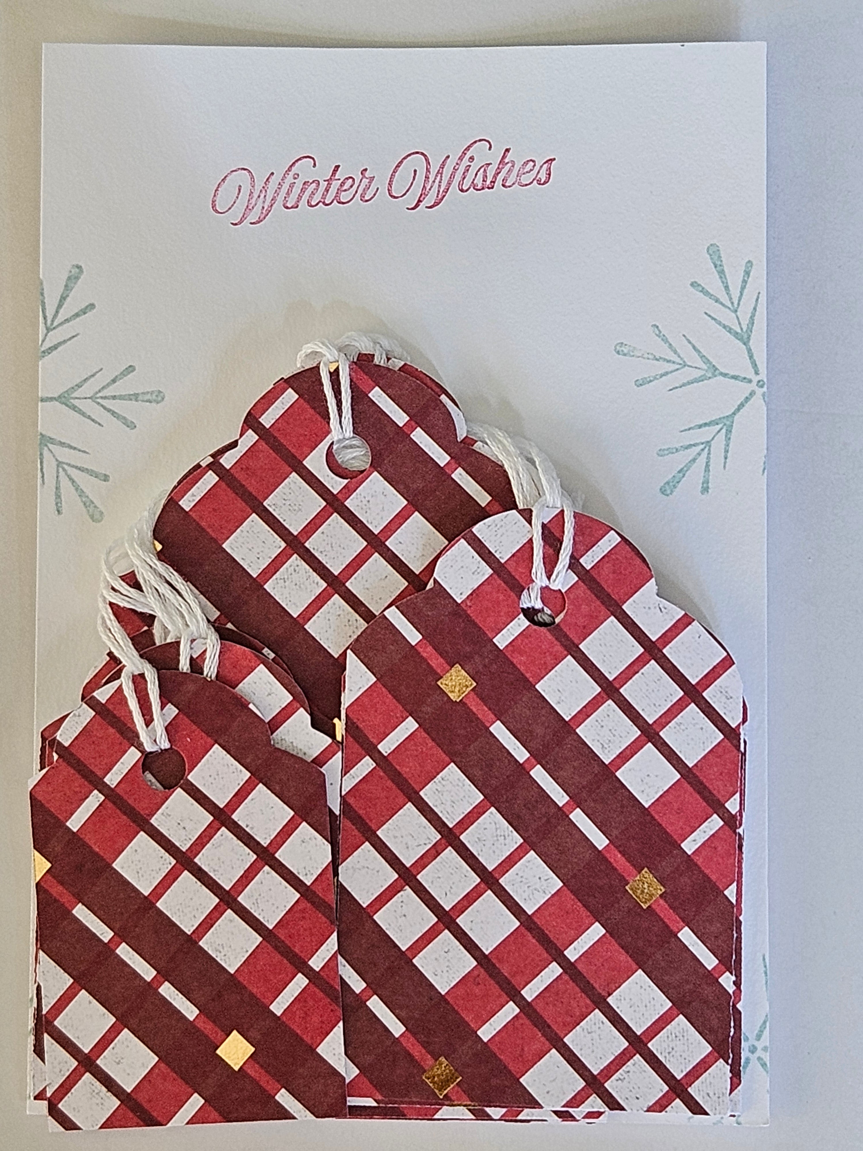Christmas Gift Tags – Set of 12 Handmade Holiday Tags - Plaid and Stripes