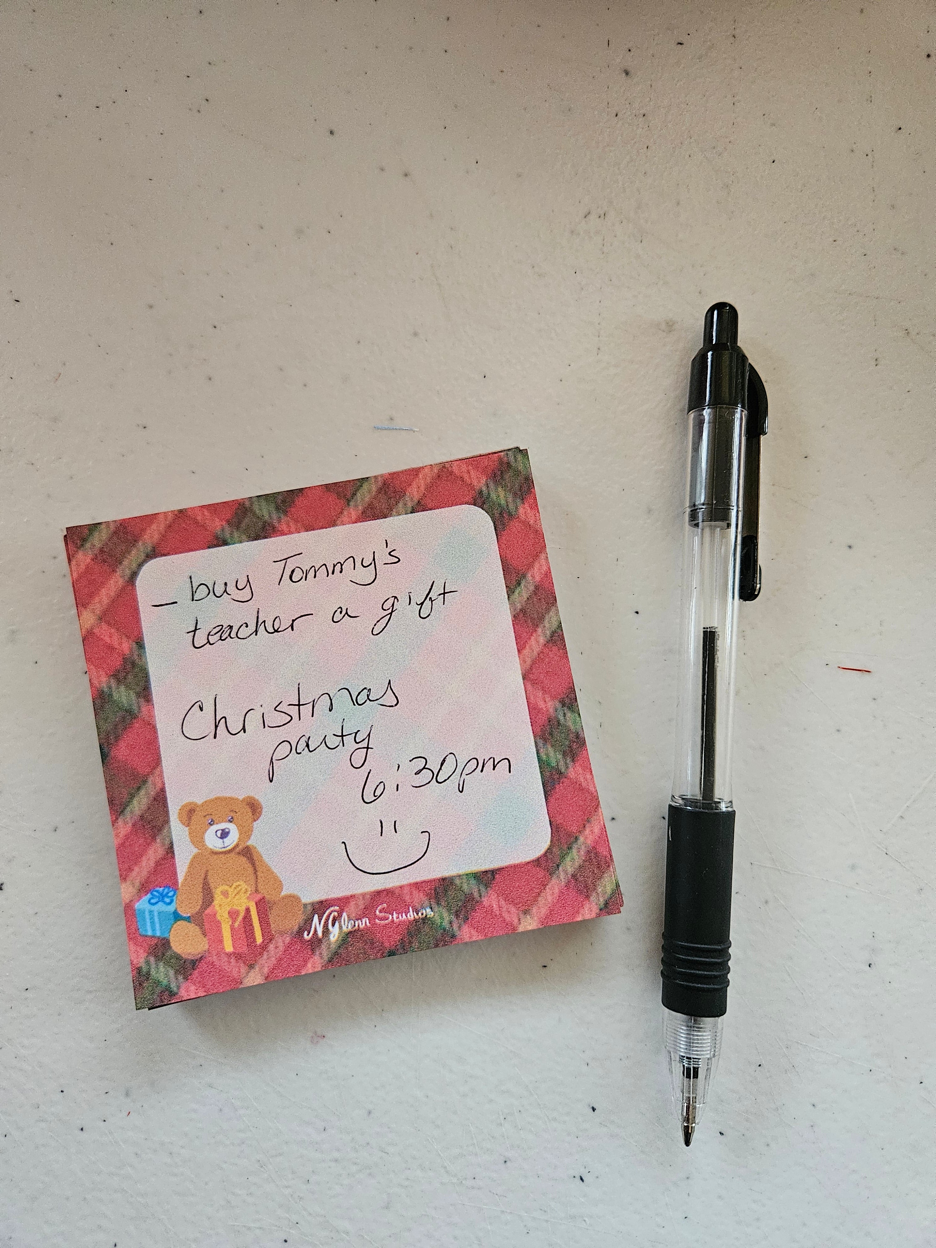 Christmas Teddy Bear Memo Pad