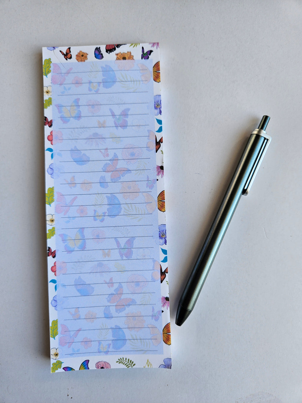 Colorful Butterflies and Flowers Lined Note Pad