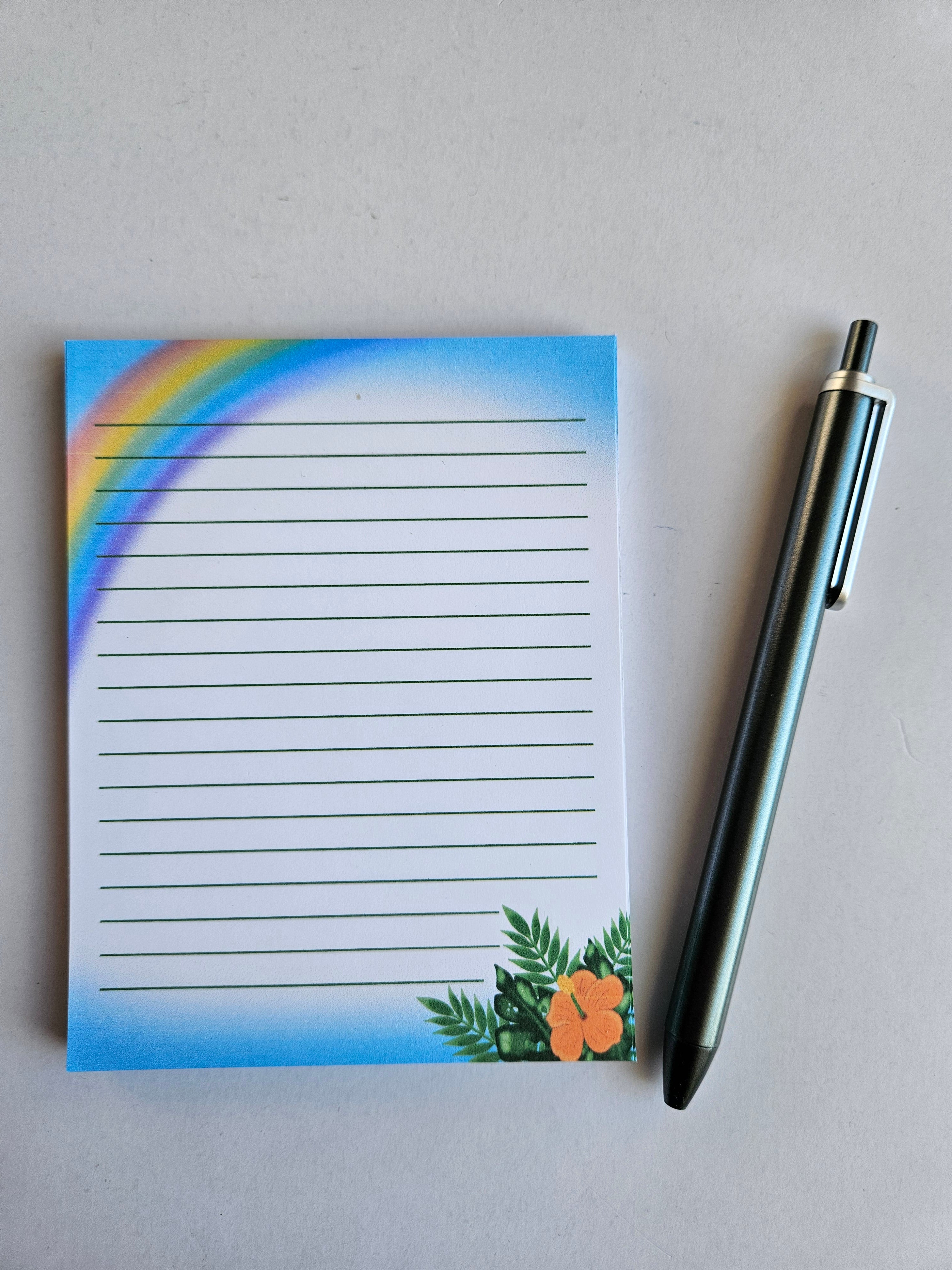 Summer Hibiscus with Rainbow Lined Note Pad