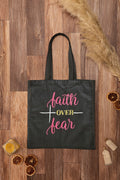 Christian Canvas Tote Bag Faith Over Fear