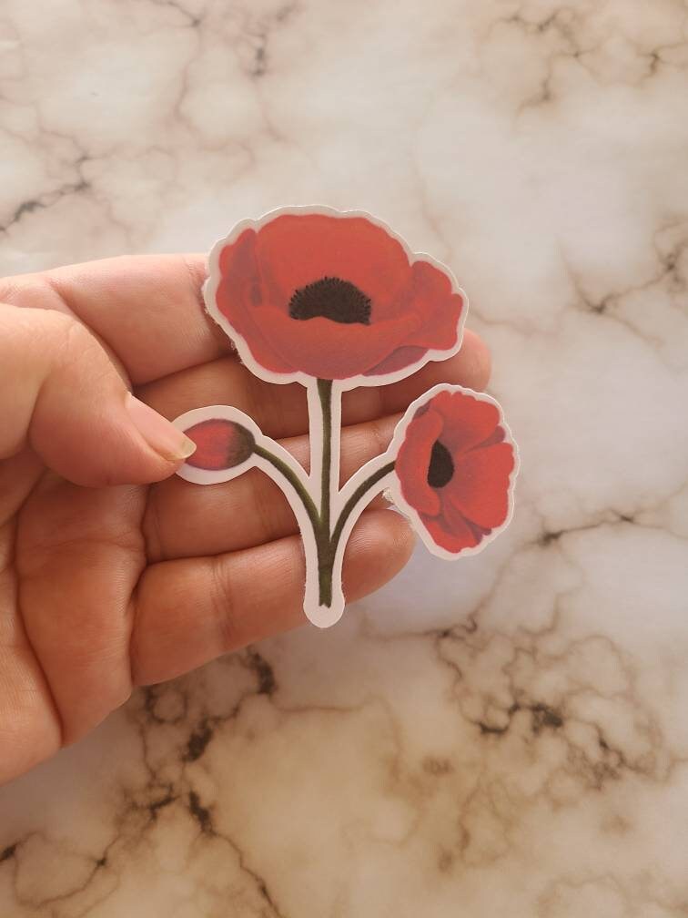 Beautiful Red Poppies - Vinyl Sticker