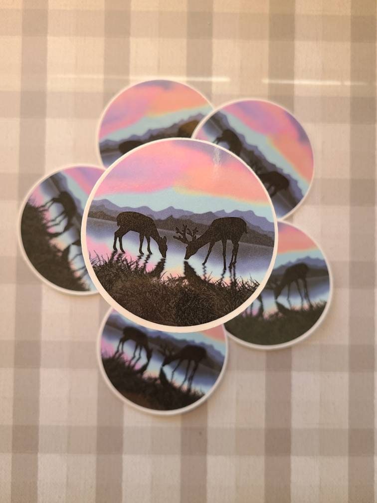 Sunset Grazing Deer - Vinyl Sticker