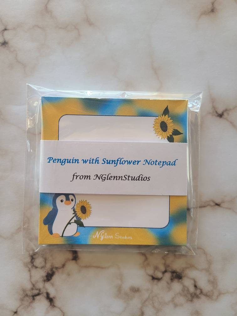 Penguin with Sunflower Memo Pad