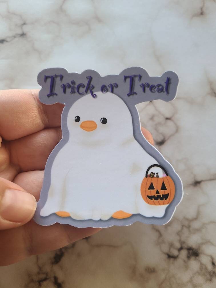 Trick or Treat Ghost Penguin - Vinyl Sticker