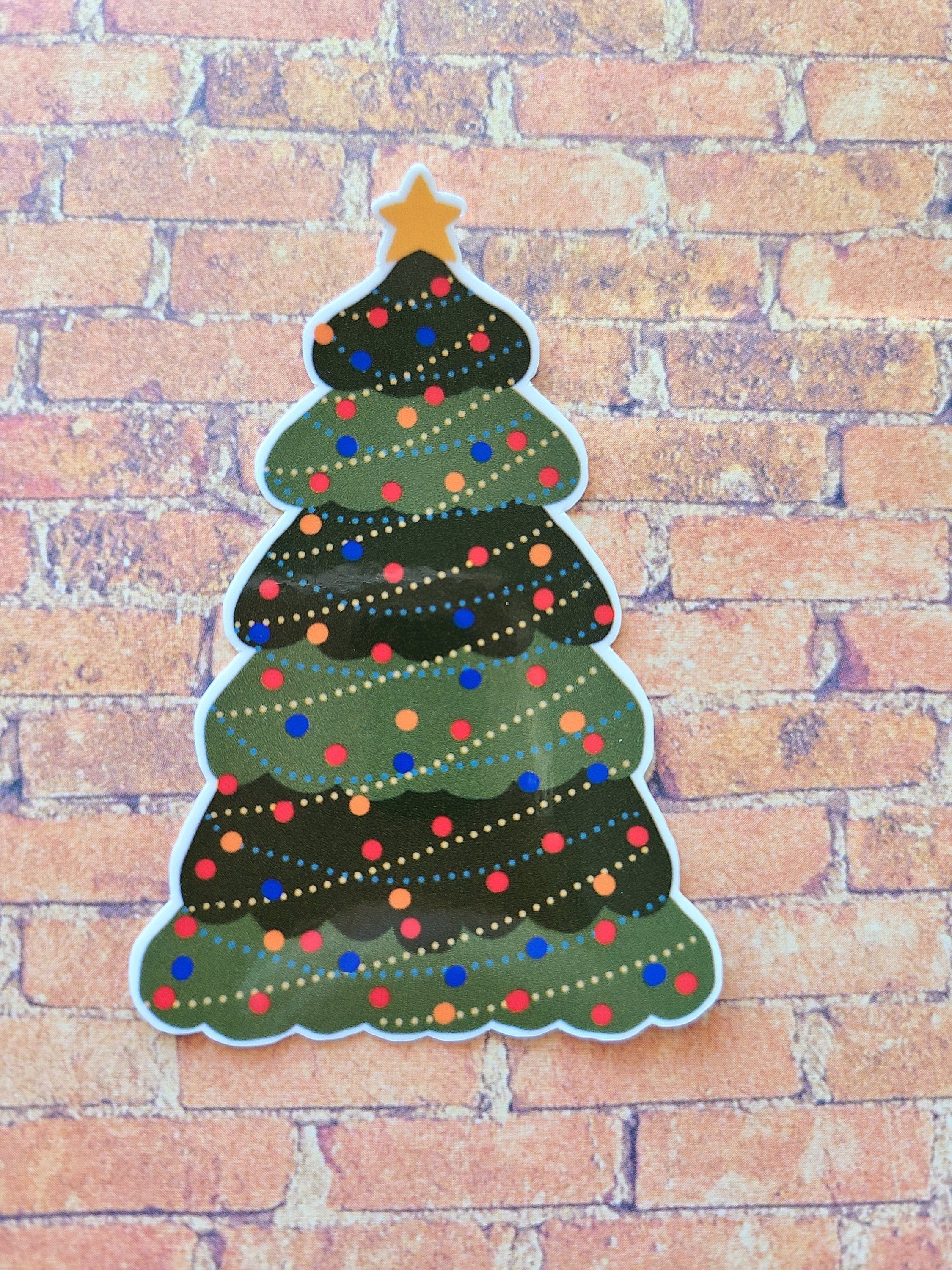 Decorated Green Christmas Pine Tree - Vinyl Sticker