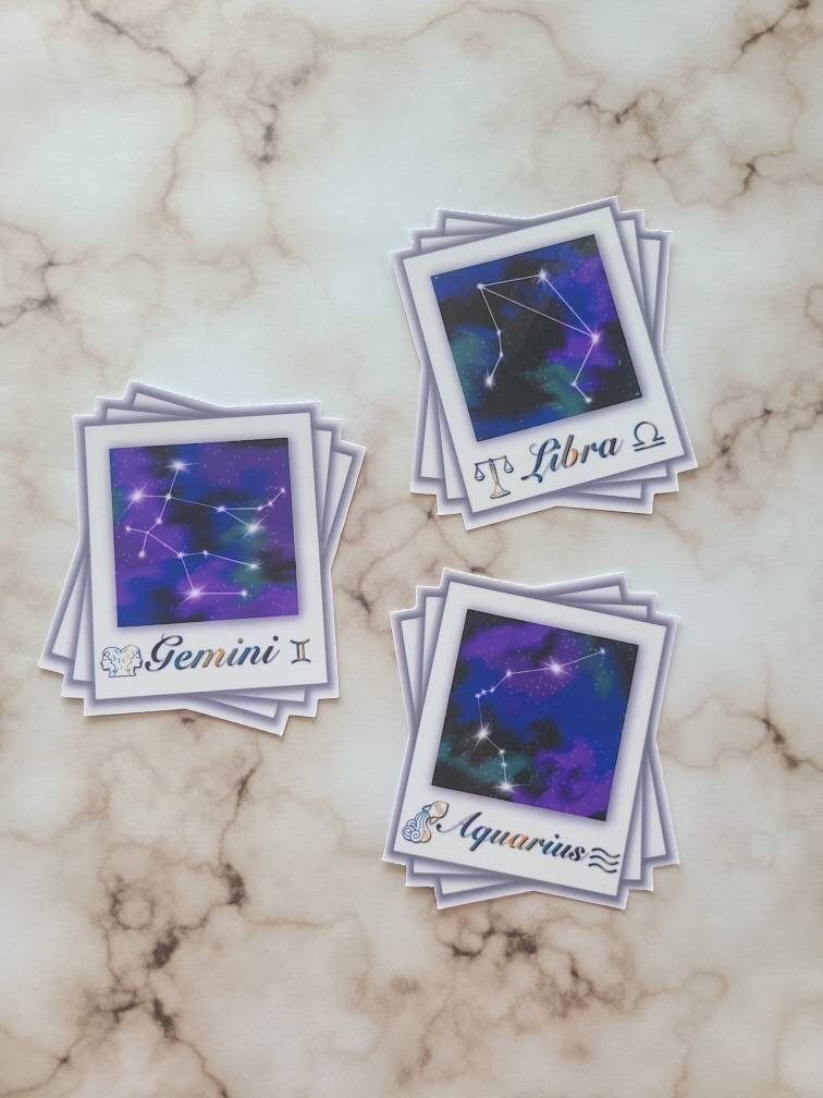 Air Signs Zodiac Constellation - Vinyl Sticker Set of 3