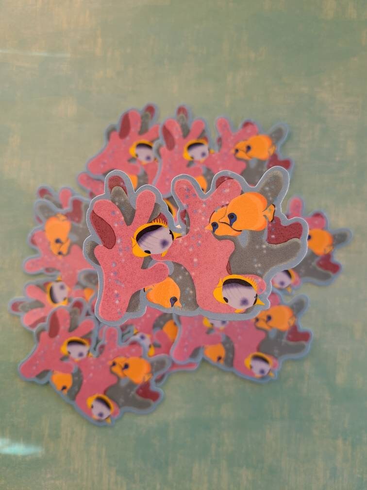 Colorful Coral Reef and Tropical Fish - Vinyl Sticker