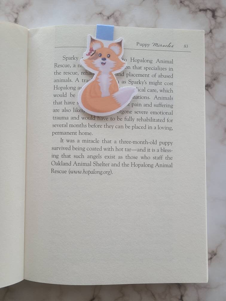 Cute Fox and Butterfly Magnetic Bookmark