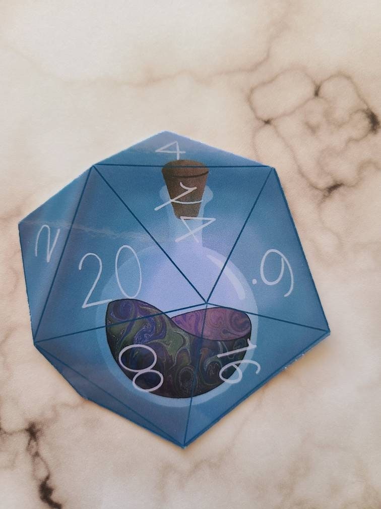 D20 Colorful Potion Bottle - Vinyl Sticker