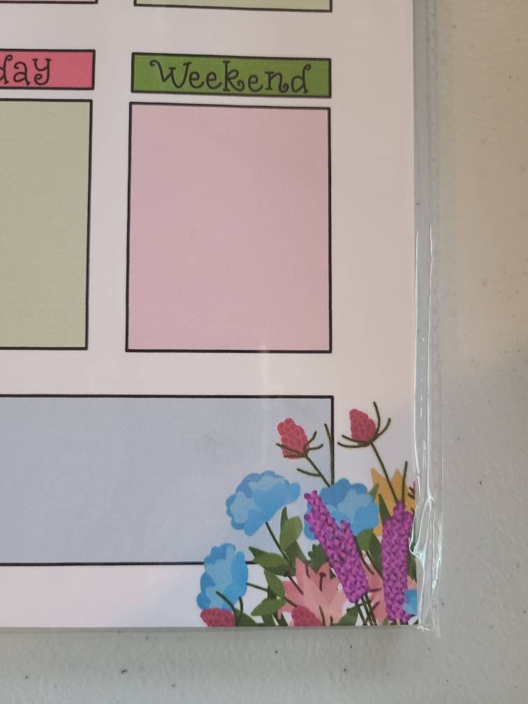 Weekly Planner Notepad- Colorful Wildflowers (53 sheets) 8.5" x 11"