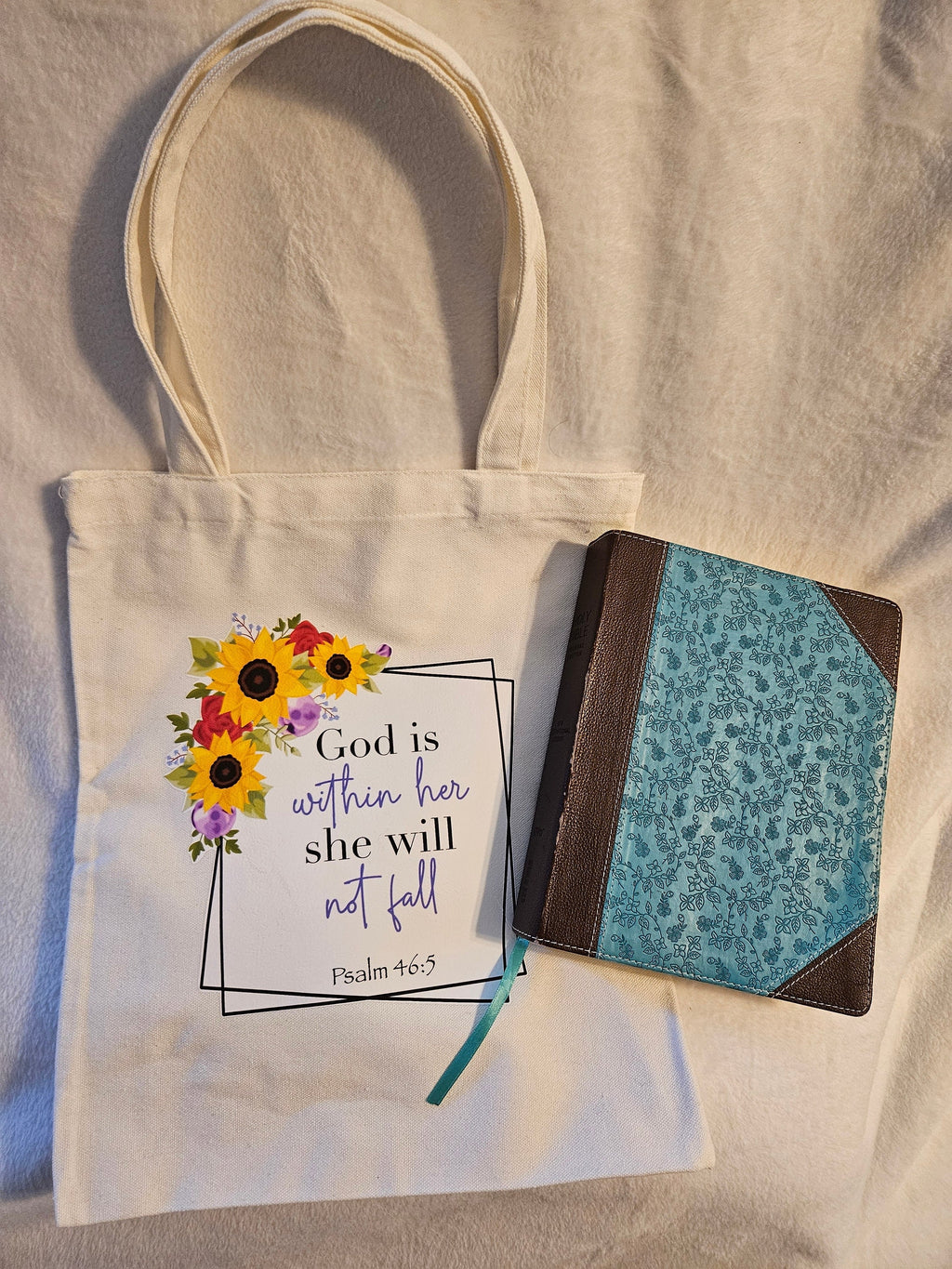 Scripture Canvas Tote Bag Psalm 46:5 God is within her she will not fall