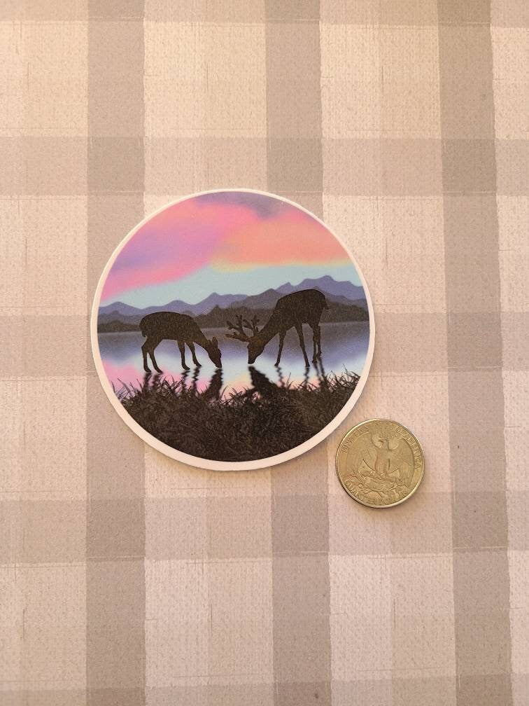 Sunset Grazing Deer - Vinyl Sticker