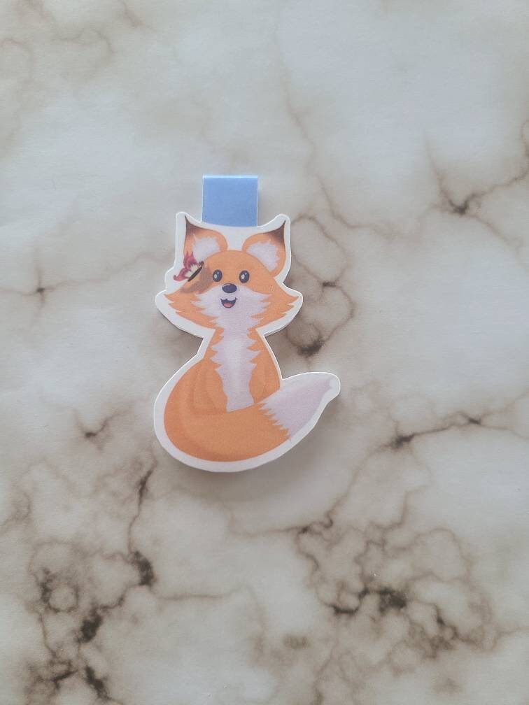 Cute Fox and Butterfly Magnetic Bookmark