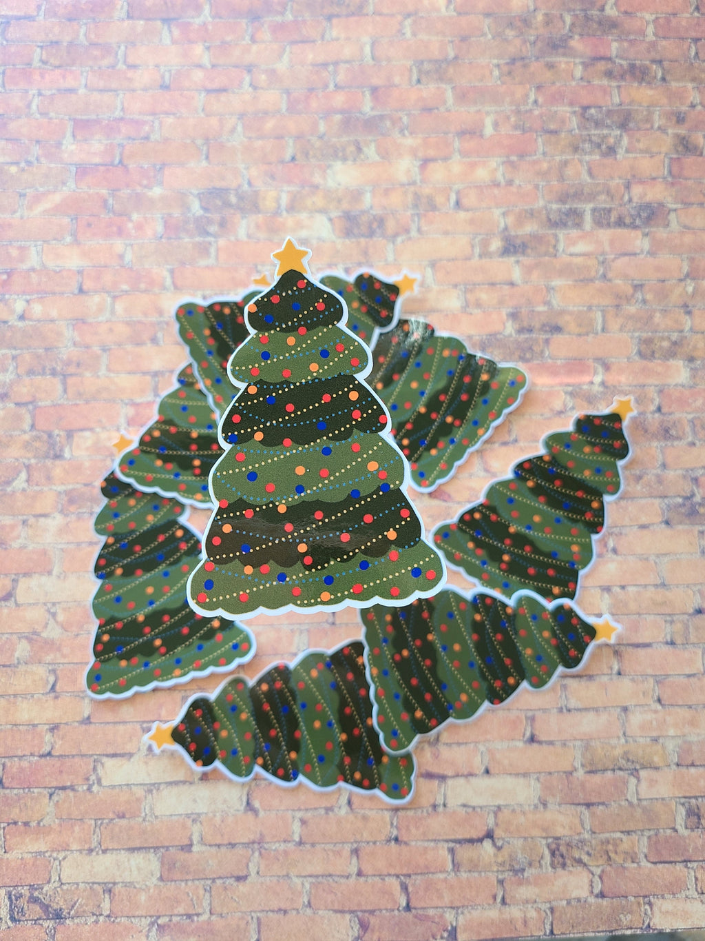 Decorated Green Christmas Pine Tree - Vinyl Sticker