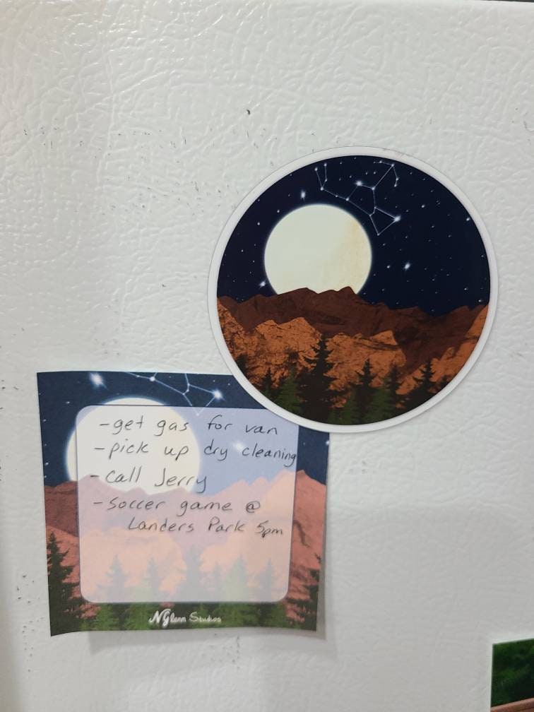 Full Moon Orion Mountain Forest - Fridge Magnet